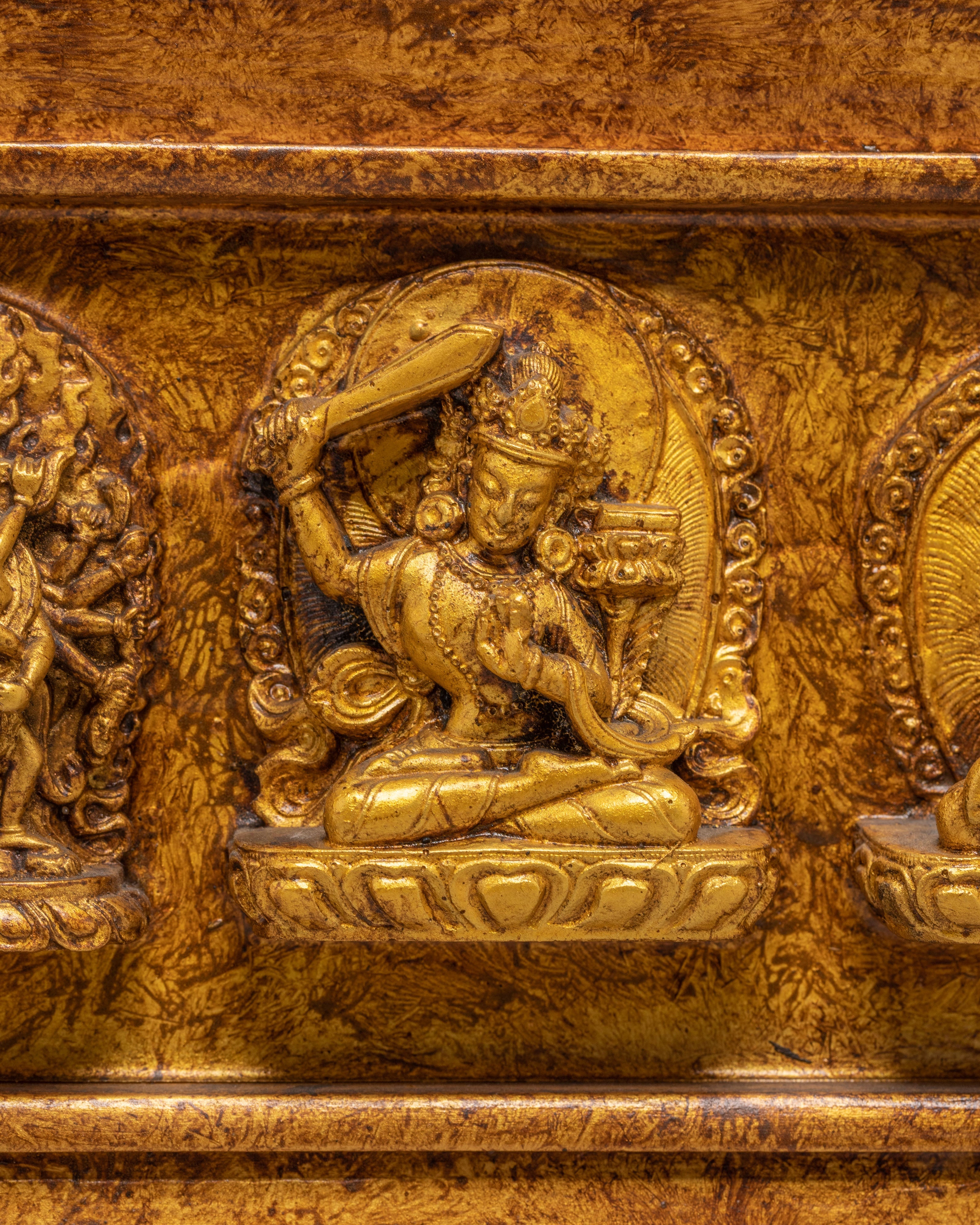 Handmade Wall Hanging with Meditational Deities | Spiritual Stone Dust Art