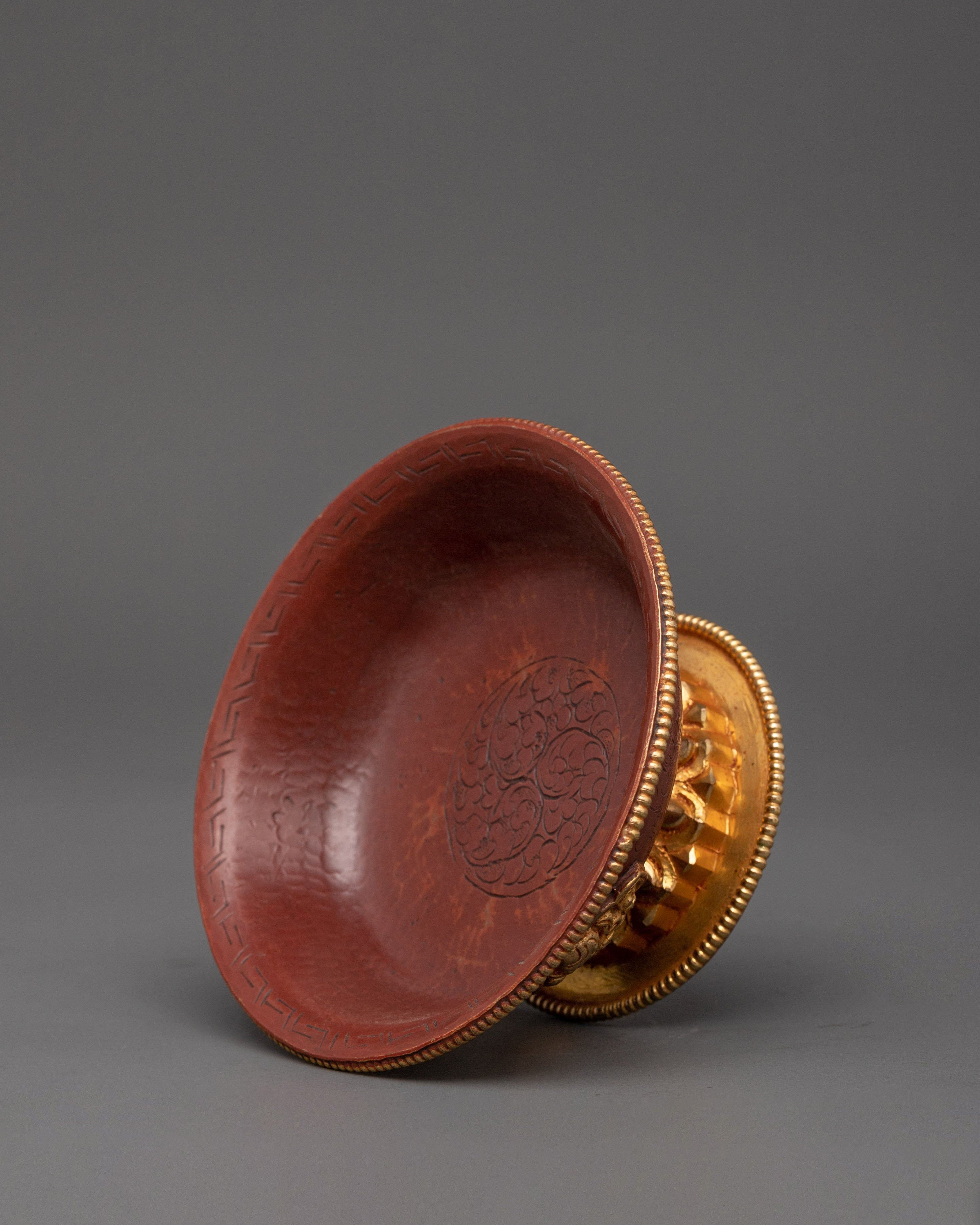 Gold-Plated Copper Serkyem Set |  Tibetan Tea Offering Vessel