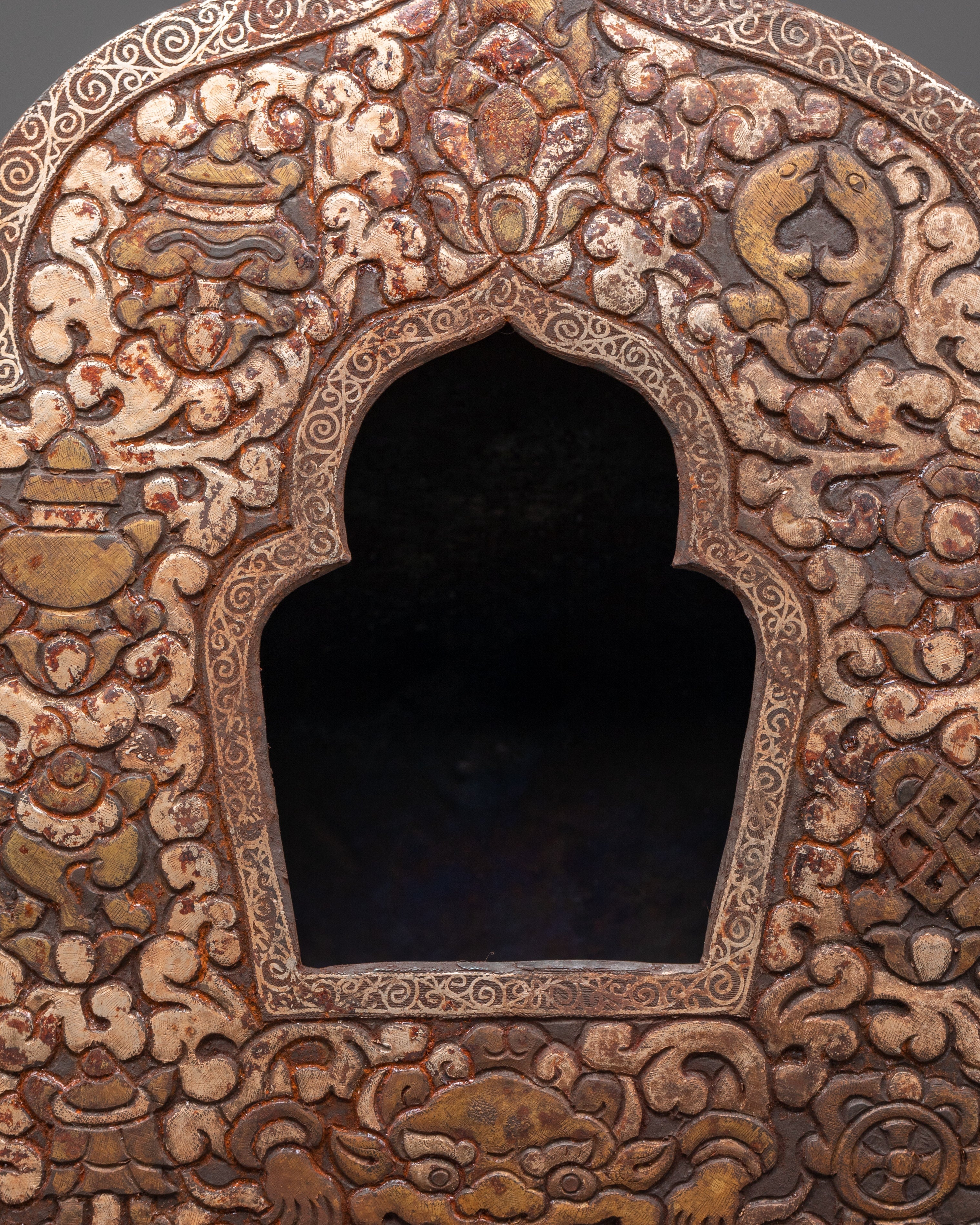 Tibetan Brass Ghau Box | Handcrafted Prayer Box