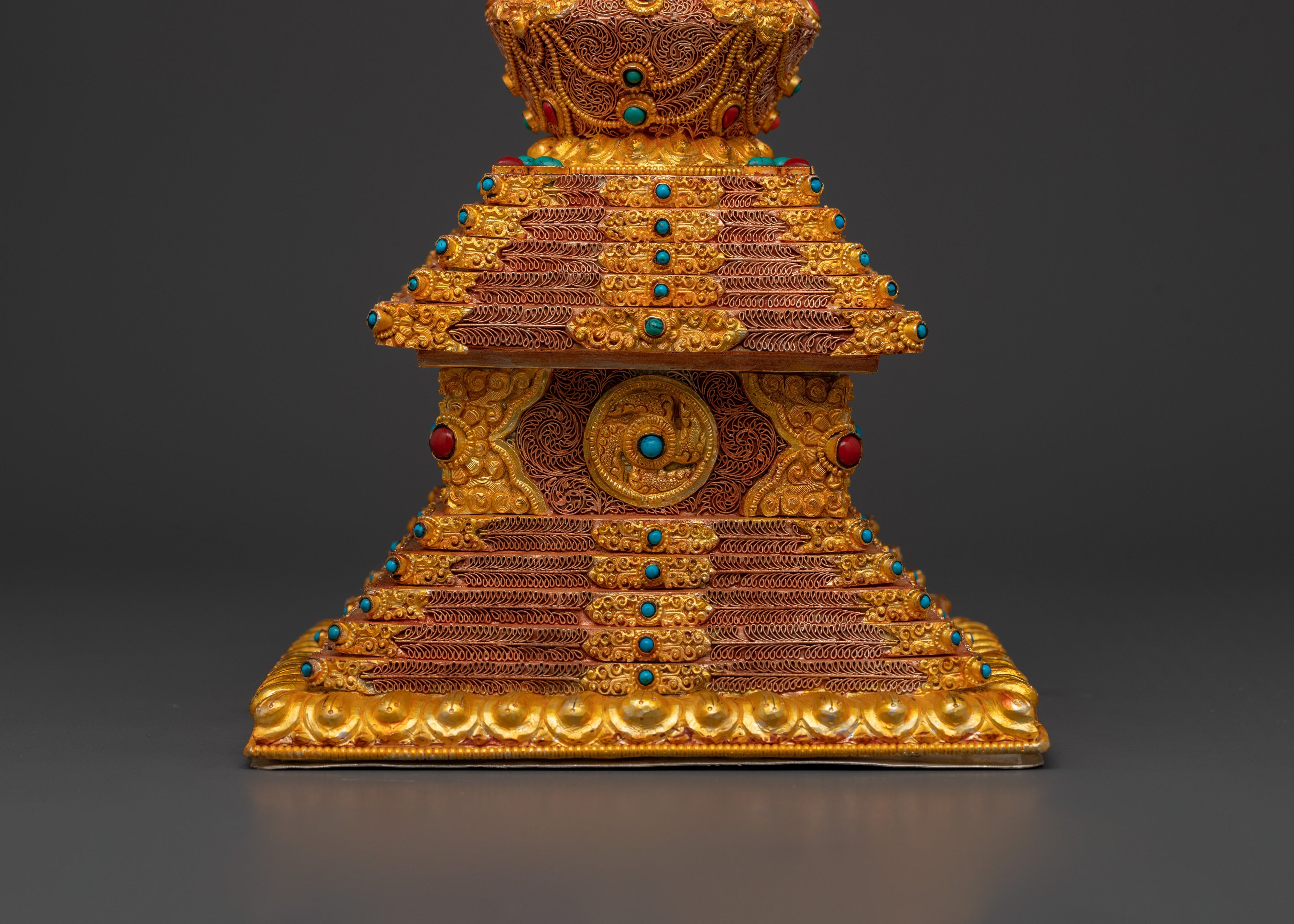 Vajrayana Stupa Art | Gold-Plated Copper Buddhist Altar