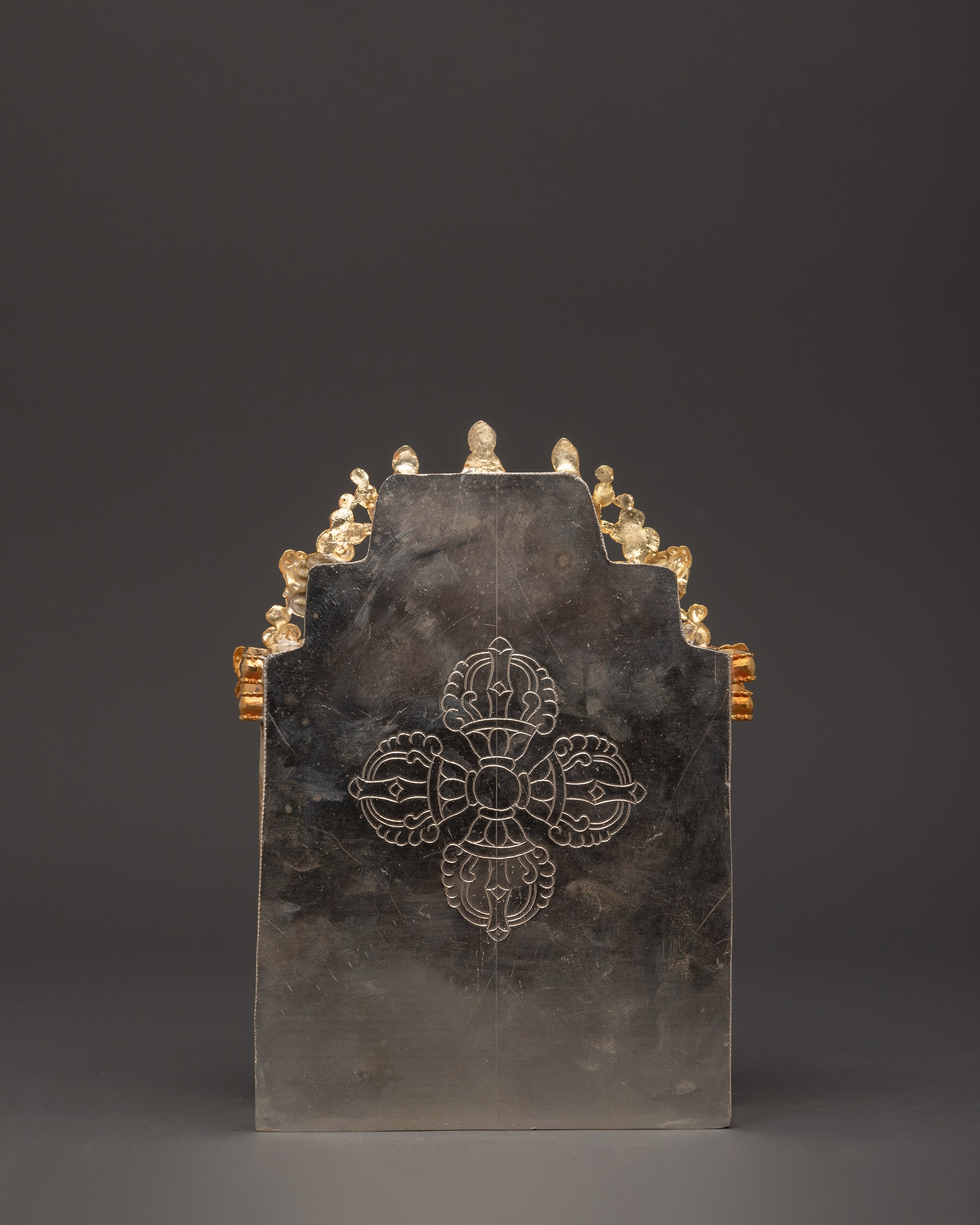 Hand-carved Copper Ghau Box | Tibetan Amulet with Biswo Vajra & Dragon Motif