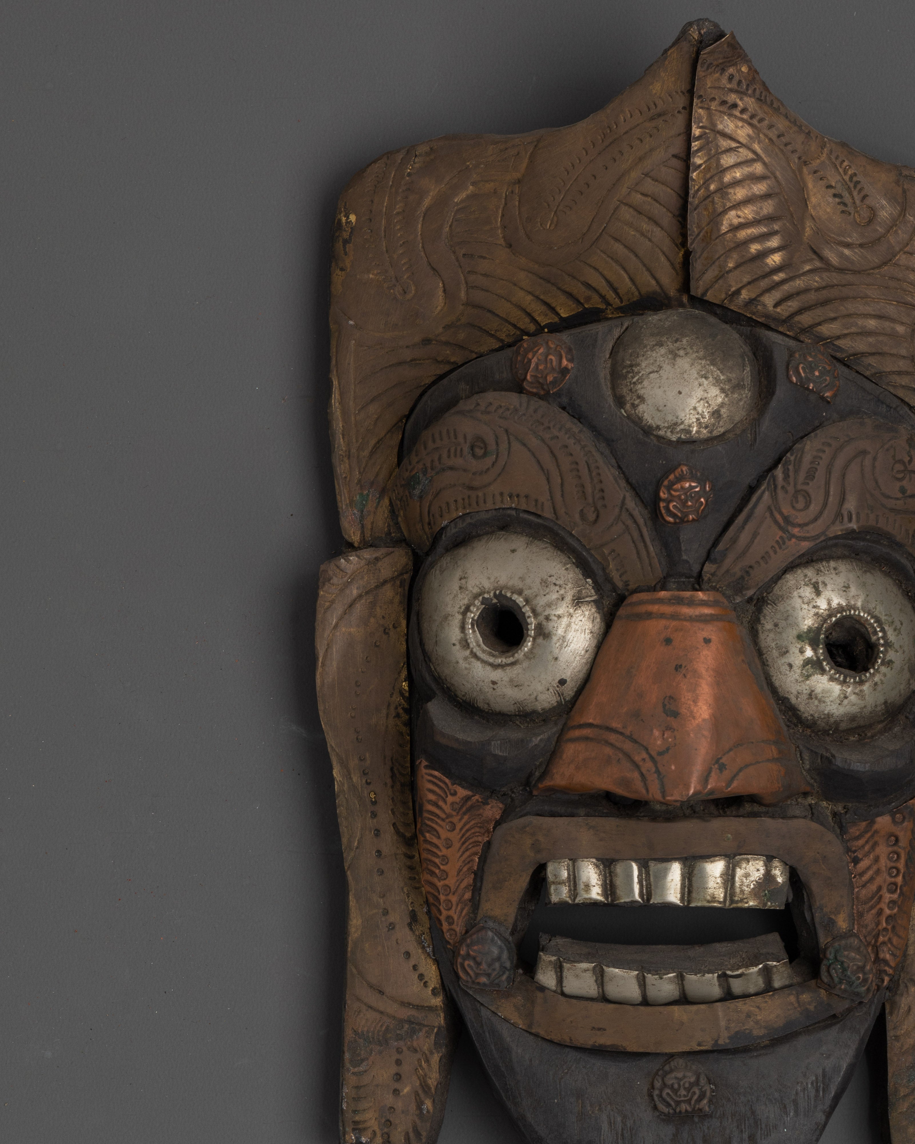 Copper and Brass Wall Hanging Mask | Traditional Ritual Wall Mask