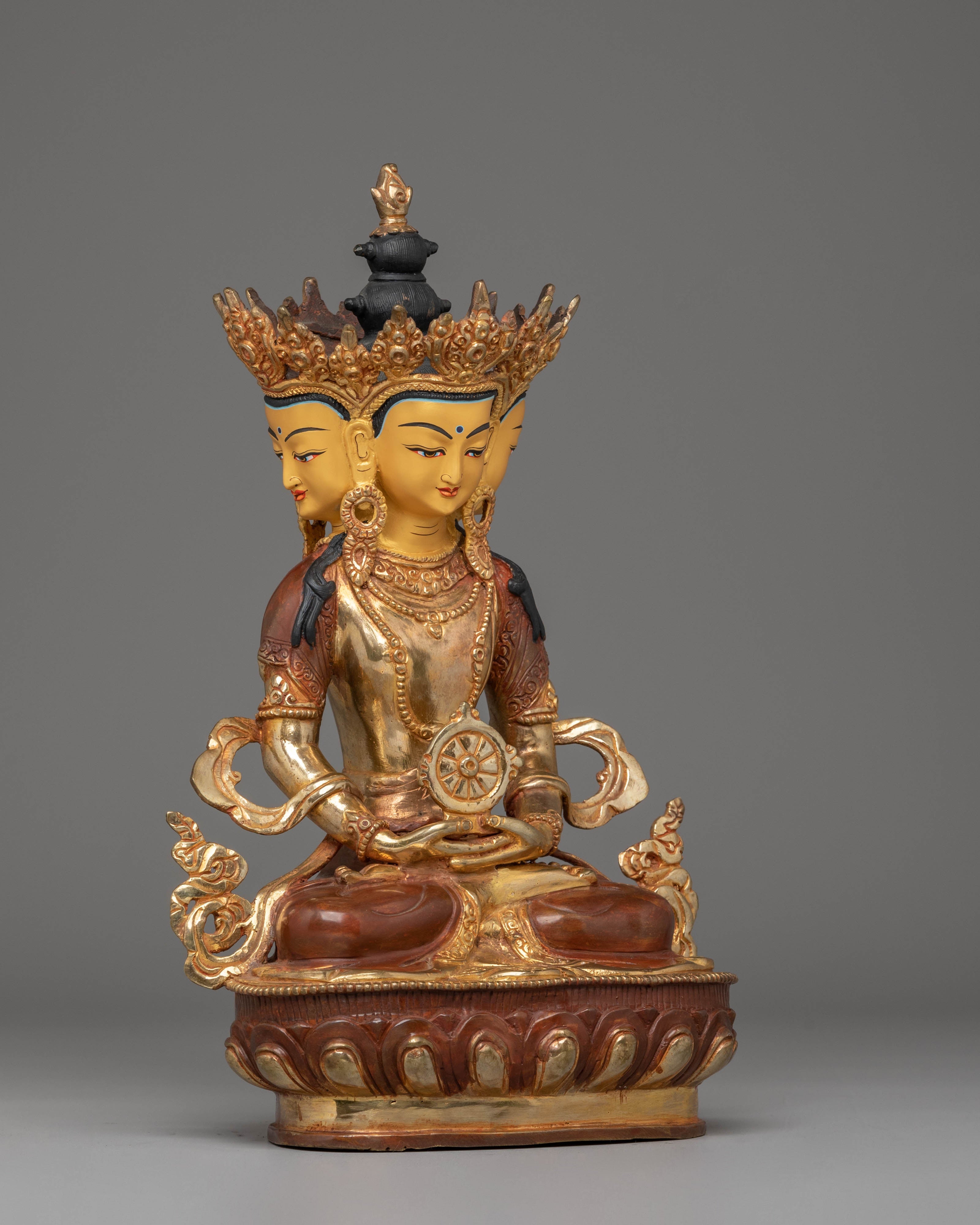 Handmade Copper Vairocana Statue | Symbol of Wisdom & Purity for Sacred Spaces