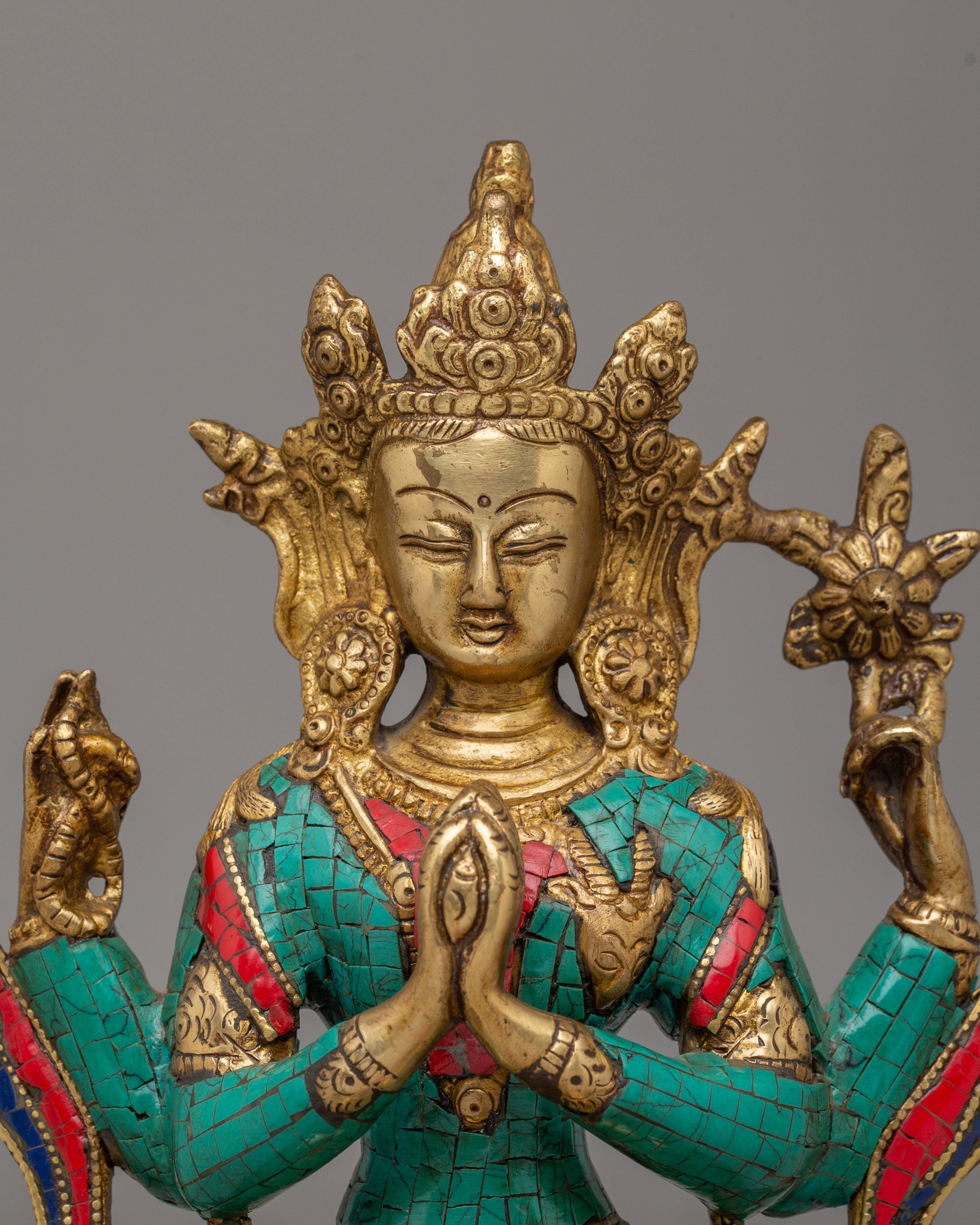 Tibetan Chenrezig Statue for Altar | Buddhist Deity Figurine