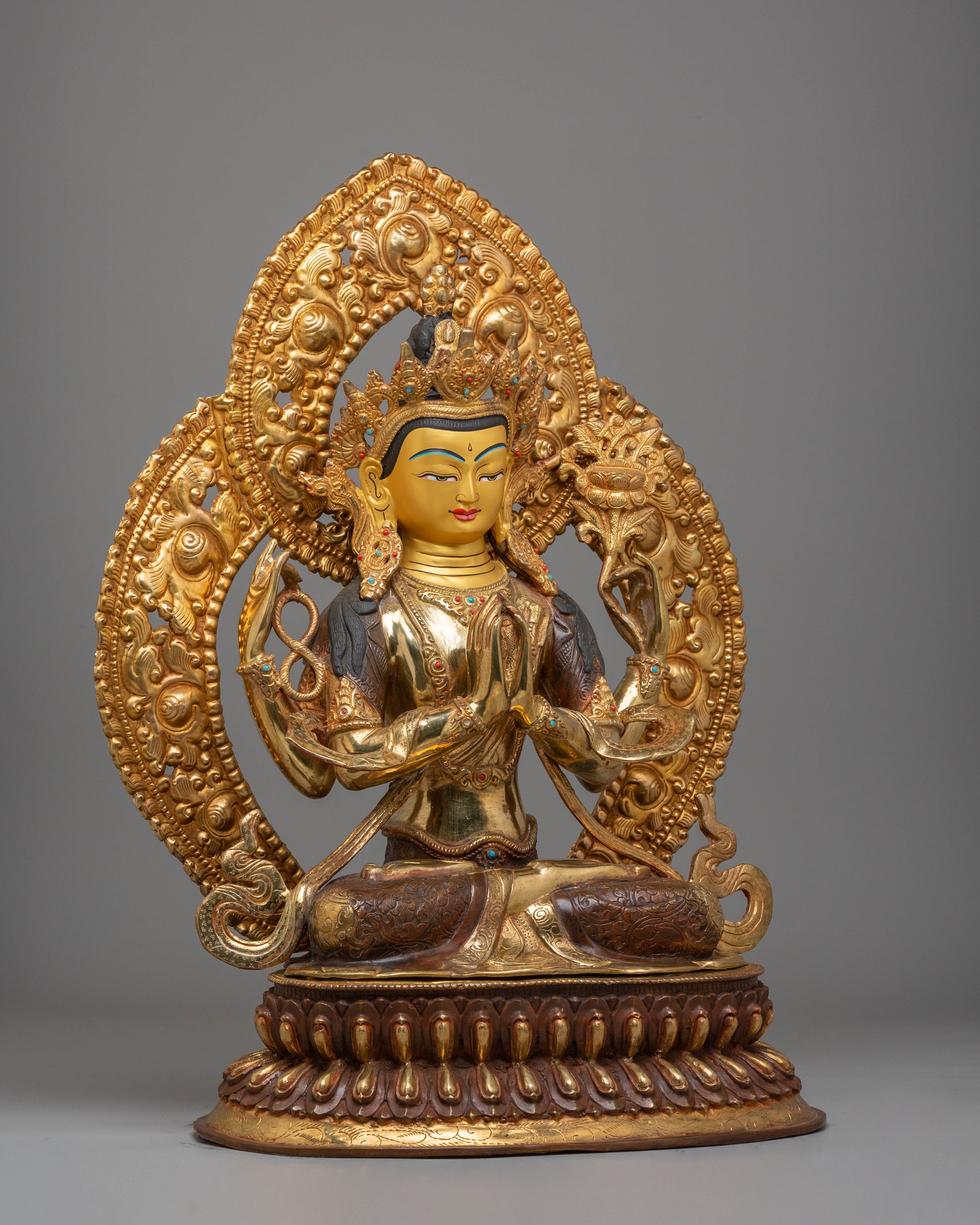 Handmade Golden Chenrezig Statue