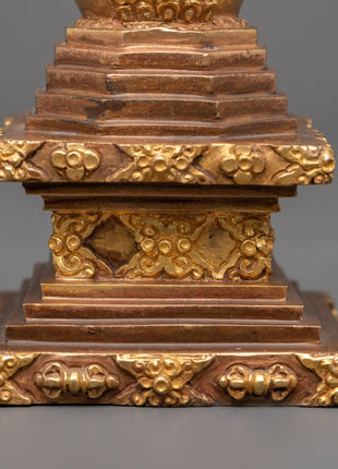 Copper and Gold-Plated Stupa | A Sacred Tibetan Buddhist Relic