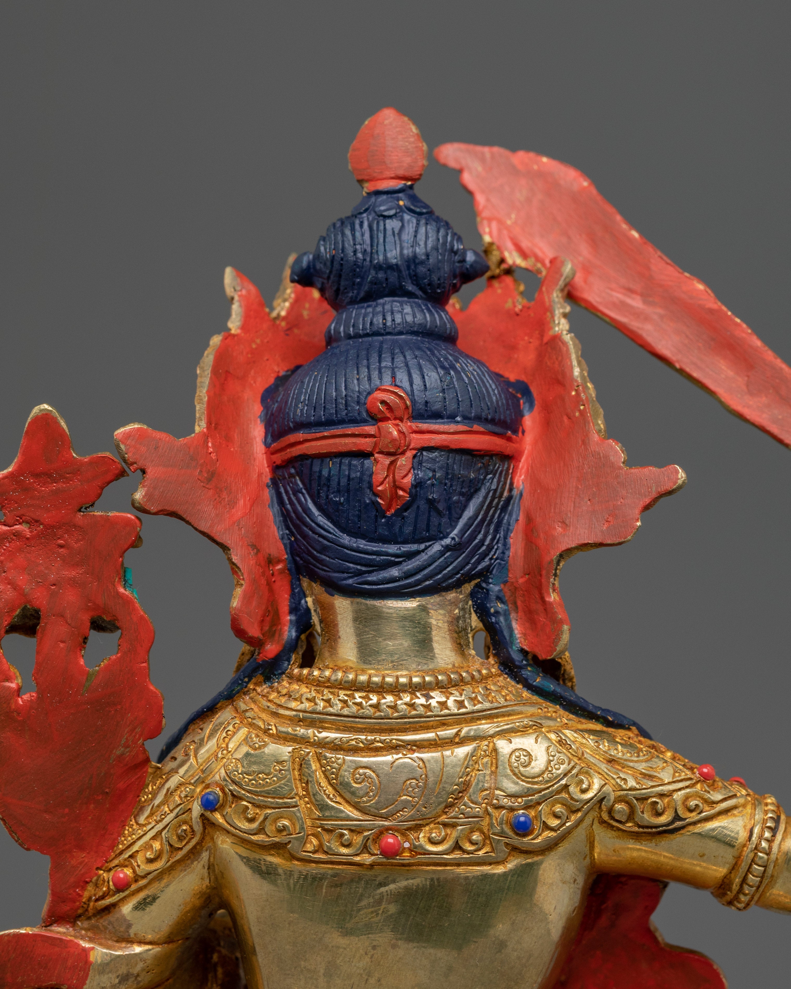 Handmade Manjushri Buddhist Sculpture | Gold Plated Manjushri Statue | Copper & Brass