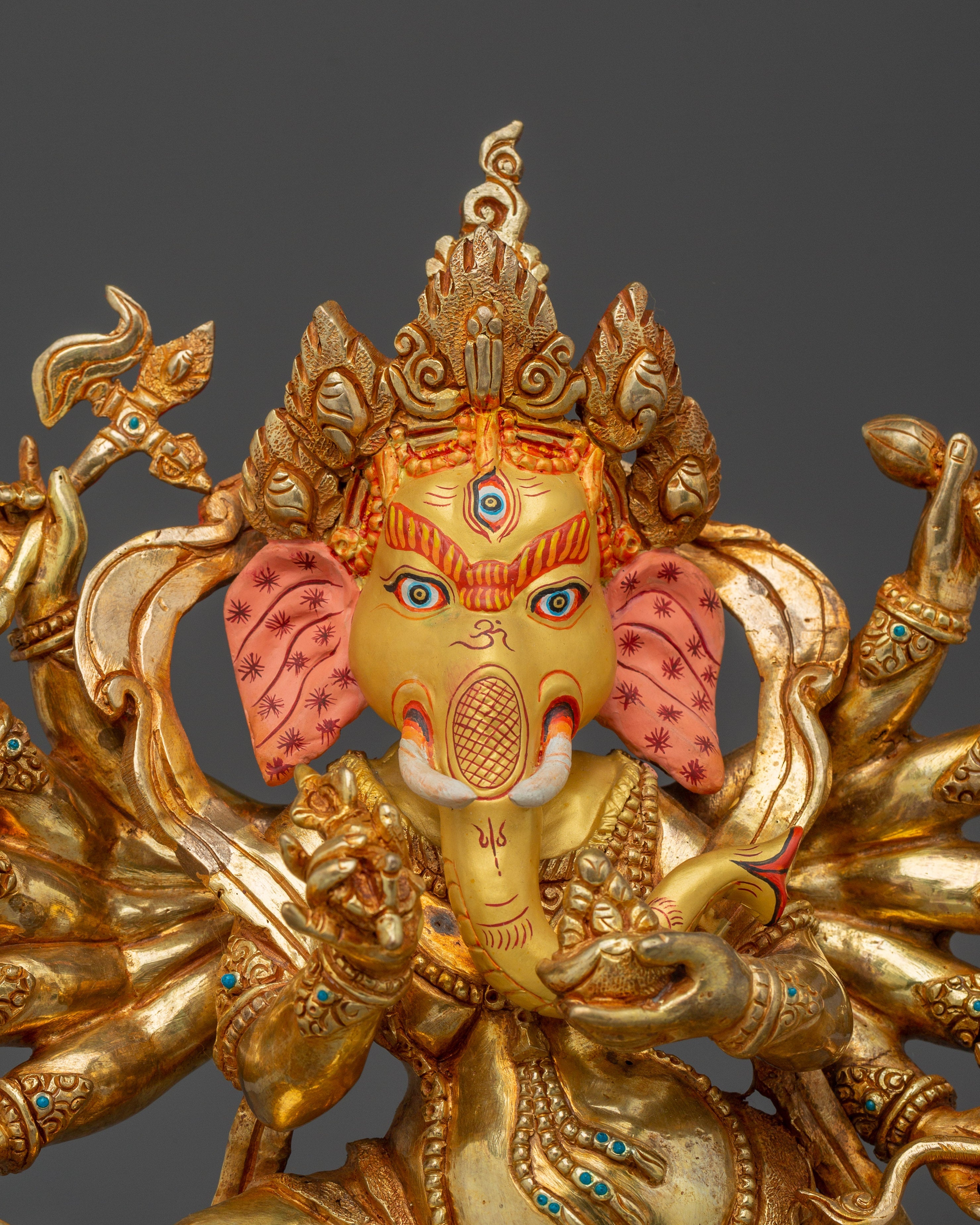 Ganesh Gold Gilded and Copper Statue | Symbol of Prosperity, Wisdom, and Protection