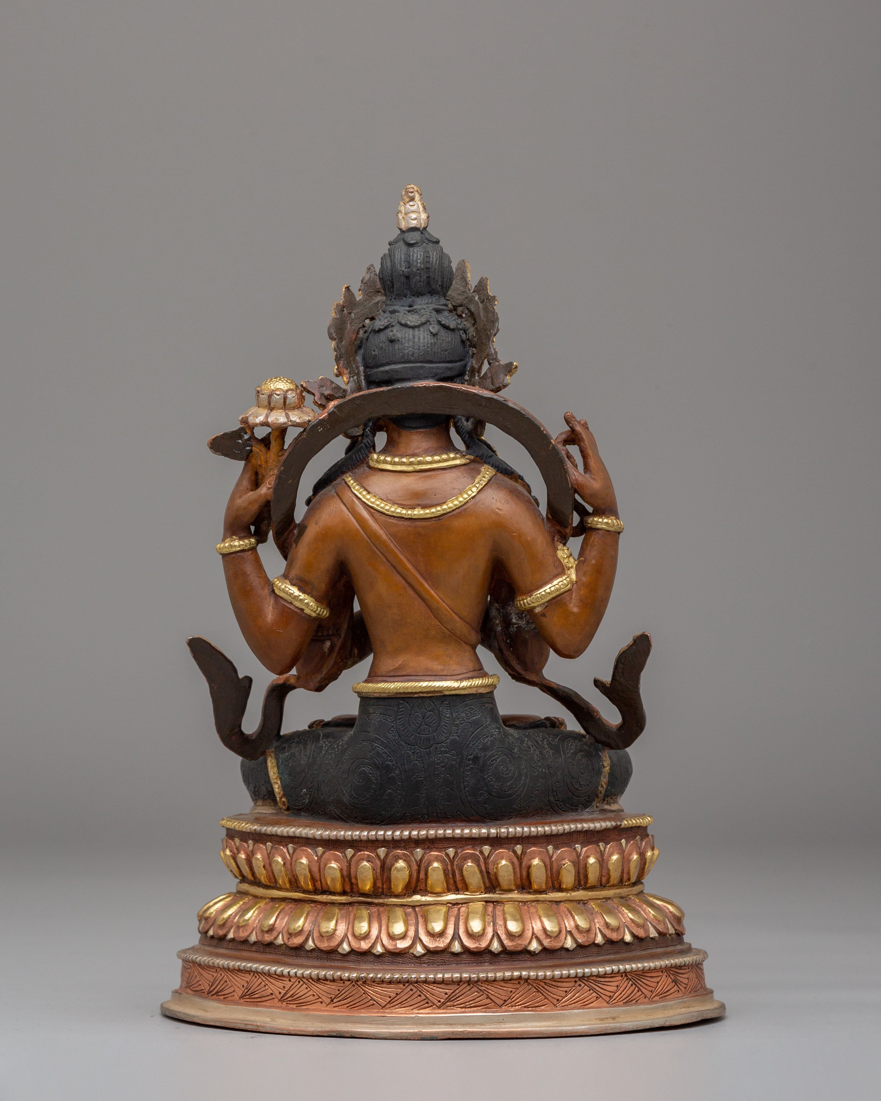 Chenresig Copper Handmade Statue | Traditional Tibetan Artwork