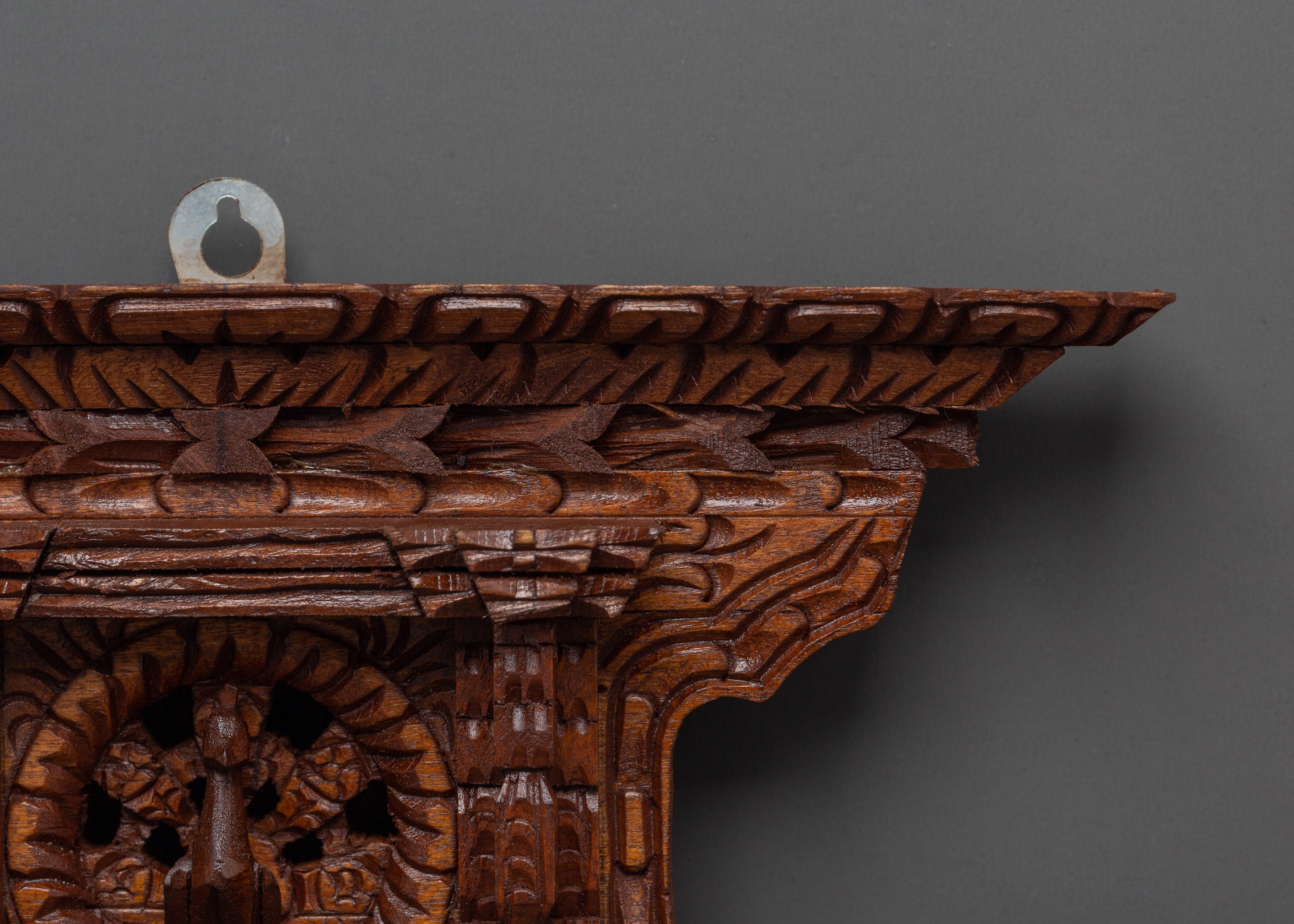 Handcrafted Wooden Peacock Motif Wall Art with Detailed Carvings