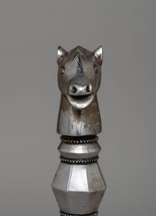 Hand-Carved Horse-Headed Iron Phurba for Ritual Practices |  Spiritual Transformation