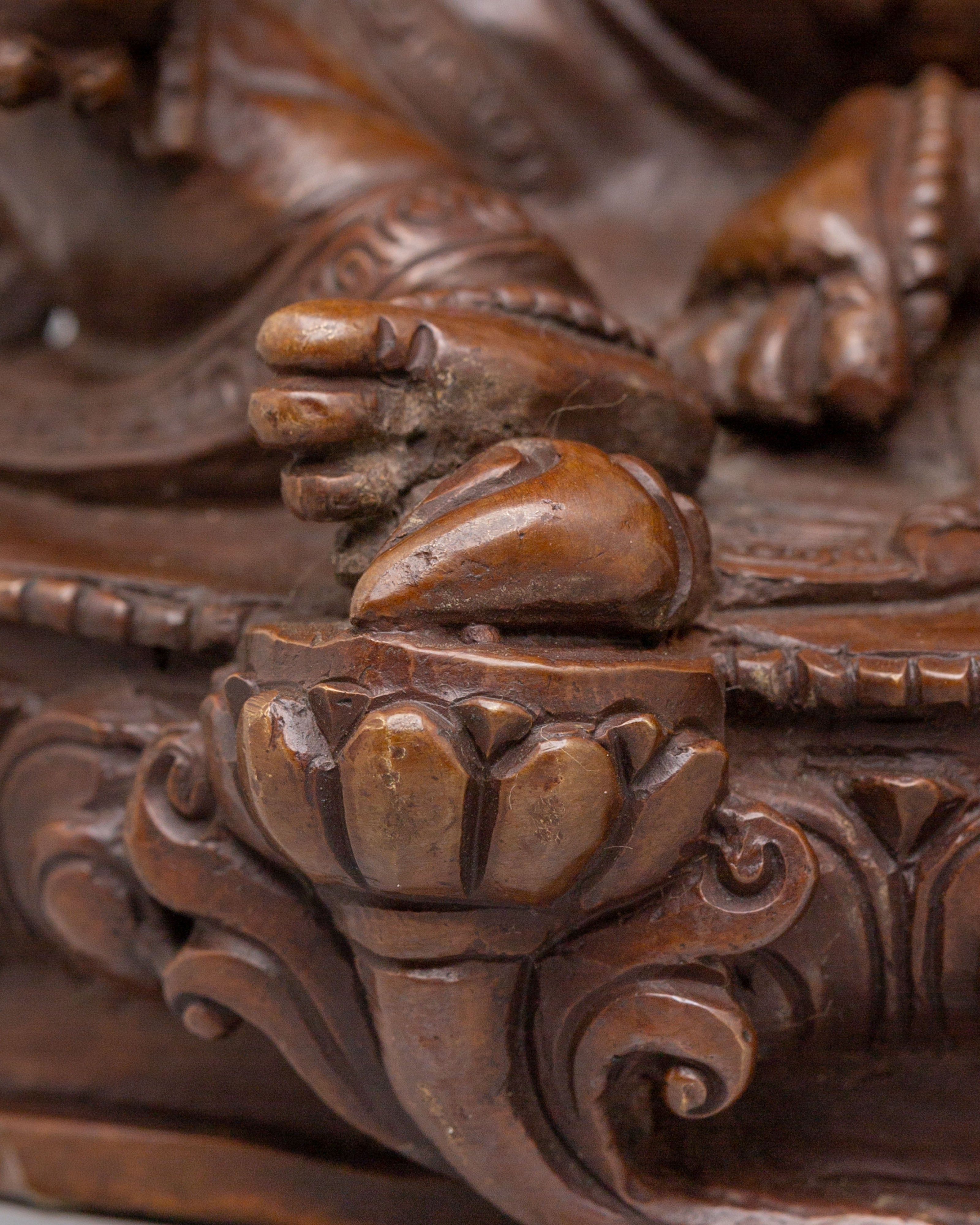 Tibetan Buddhist Dzambhala Statue | Oxidized Copper Buddhist Wealth Deity Sculpture