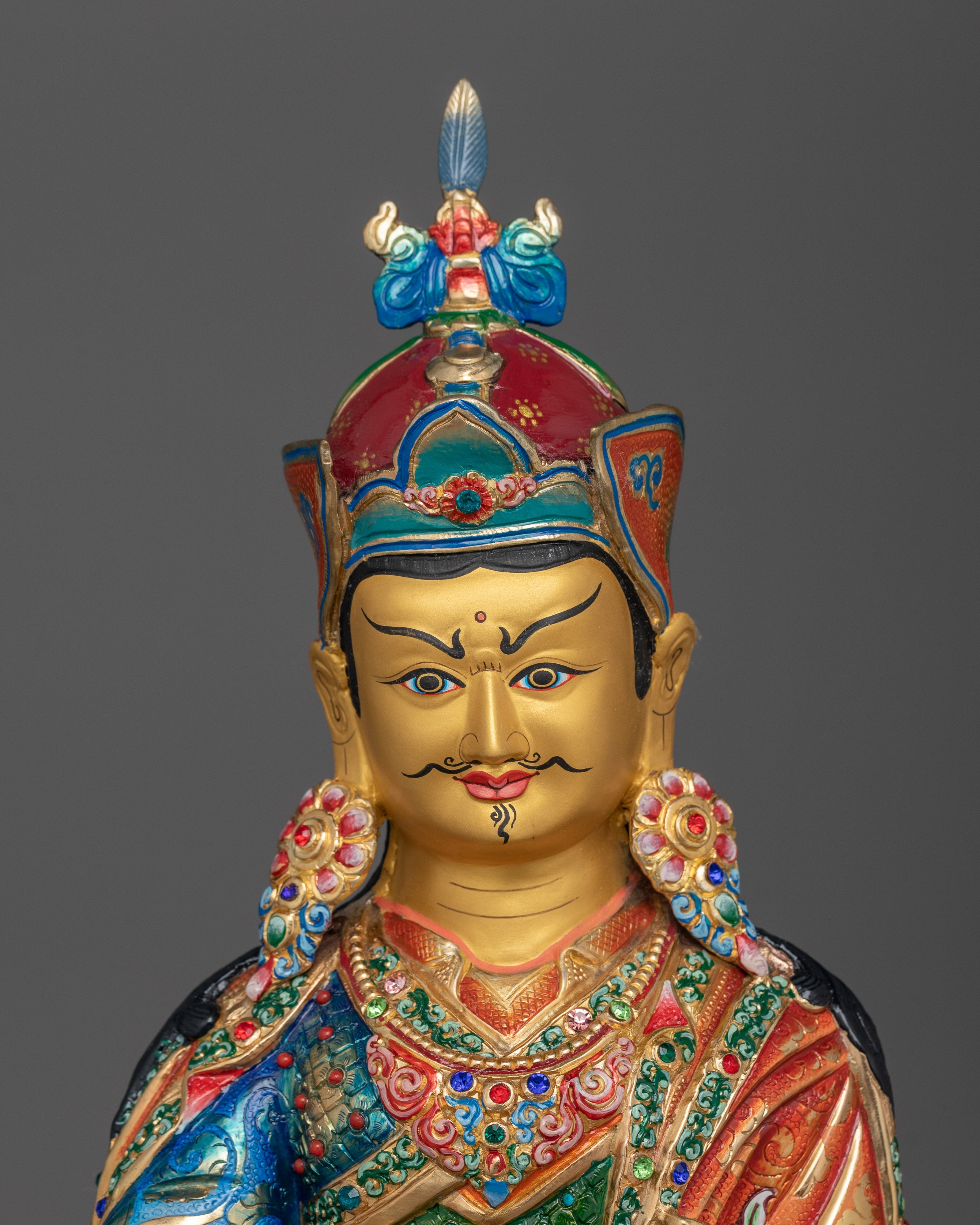 Tibetan Buddhist Master Guru Padmasambhava Sadhana Statue | Guru Rinpoche Art for Spiritual Practices
