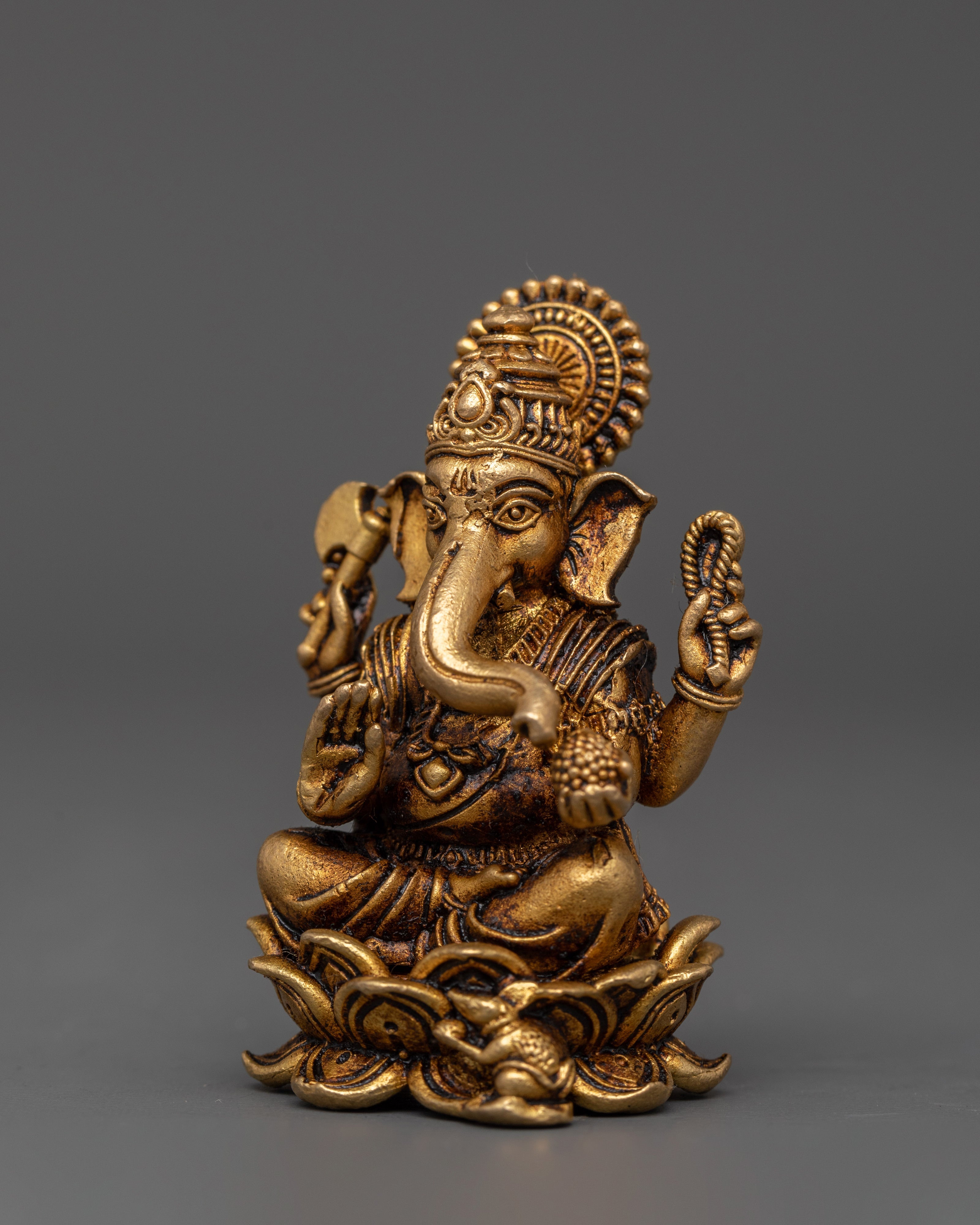 Brass Ganesh Statue with Halo | Ganesha Idol for Wisdom, Guidance & Protection
