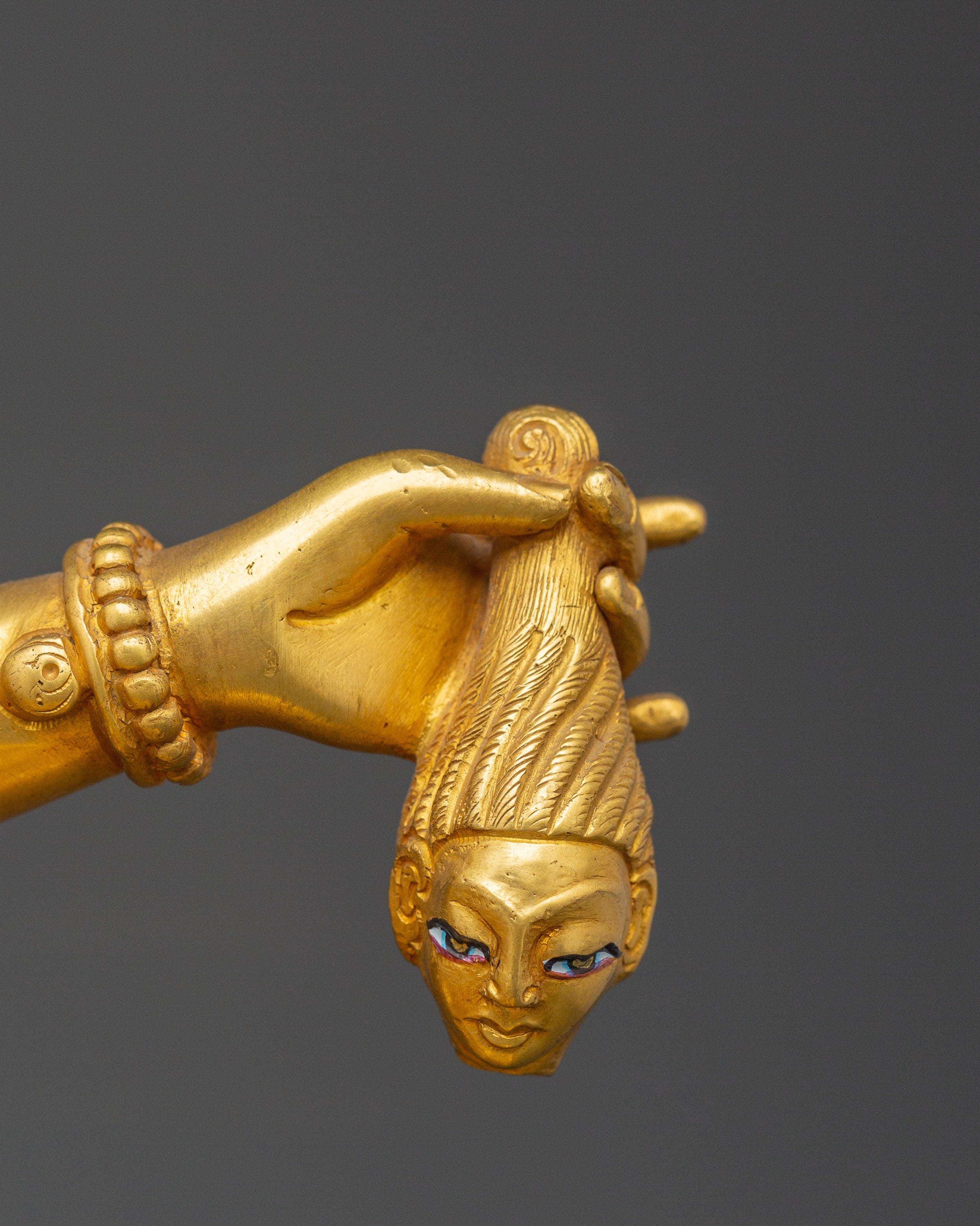 Copper Mahakali Statue | Copper Body with Gold Plating