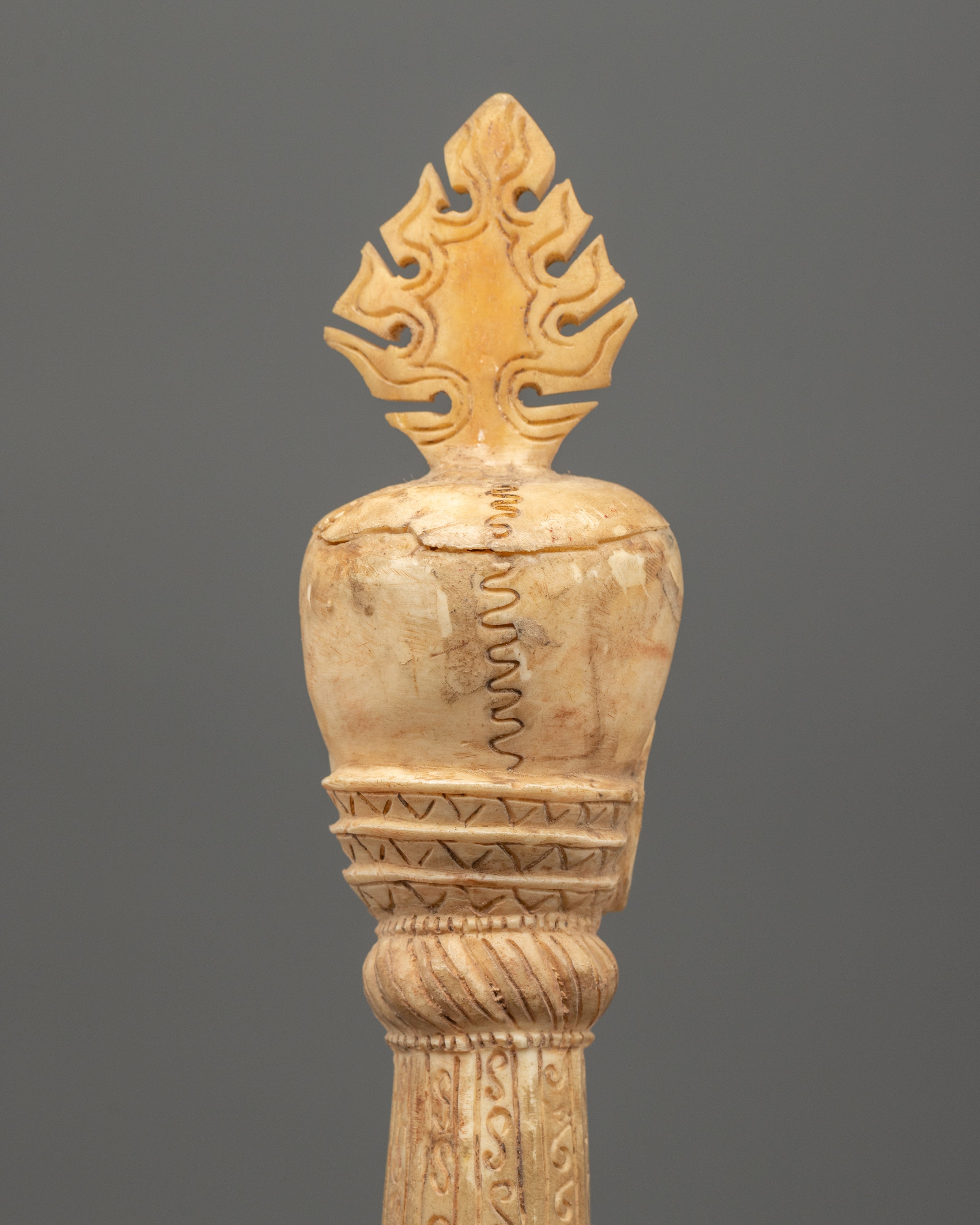 Ethically Sourced Buffalo Bone Handcarved Phurba | Tantric Ritual Tool