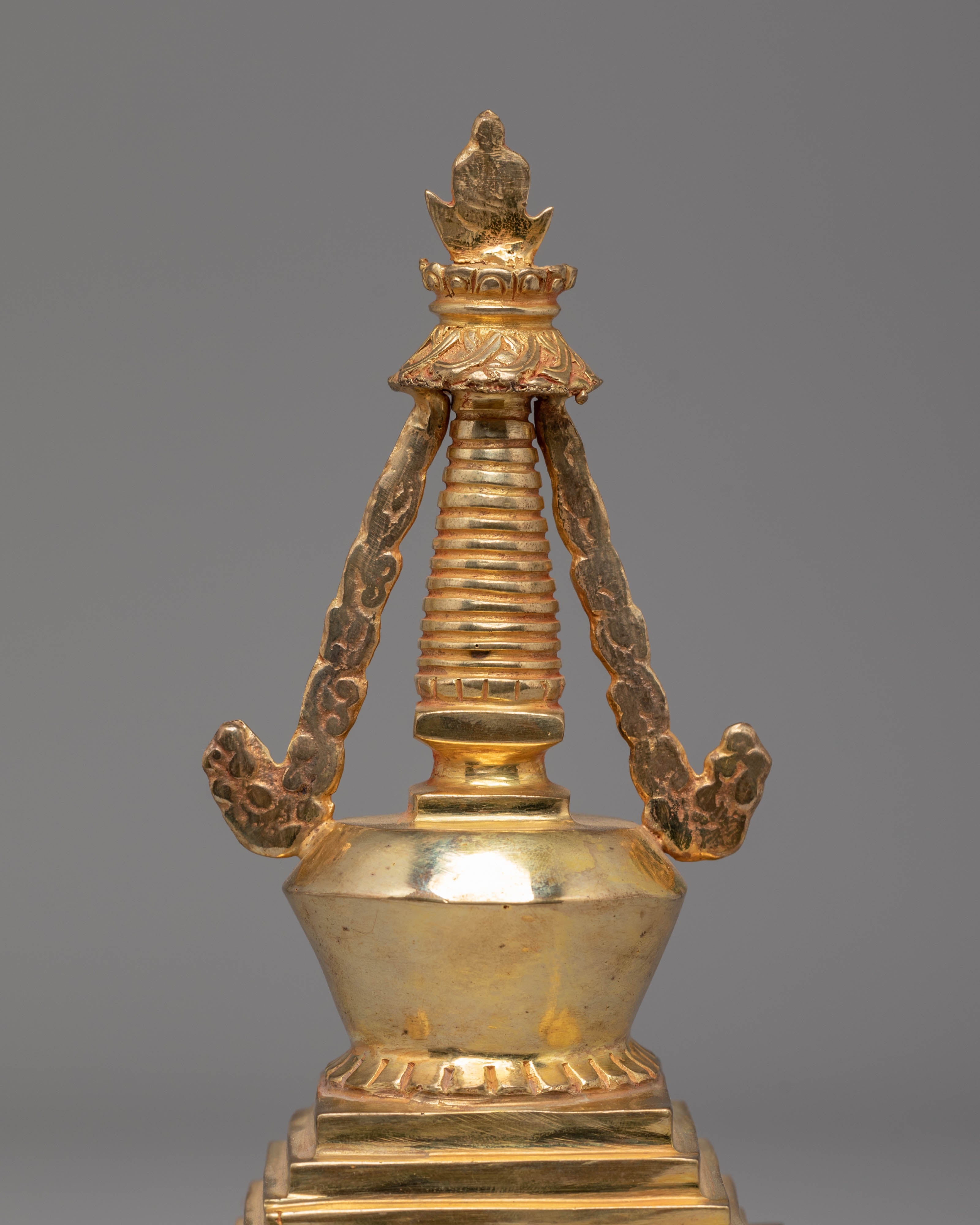 Handcrafted Gold-Plated Stupa Statue | Tibetan Ritual Stupa