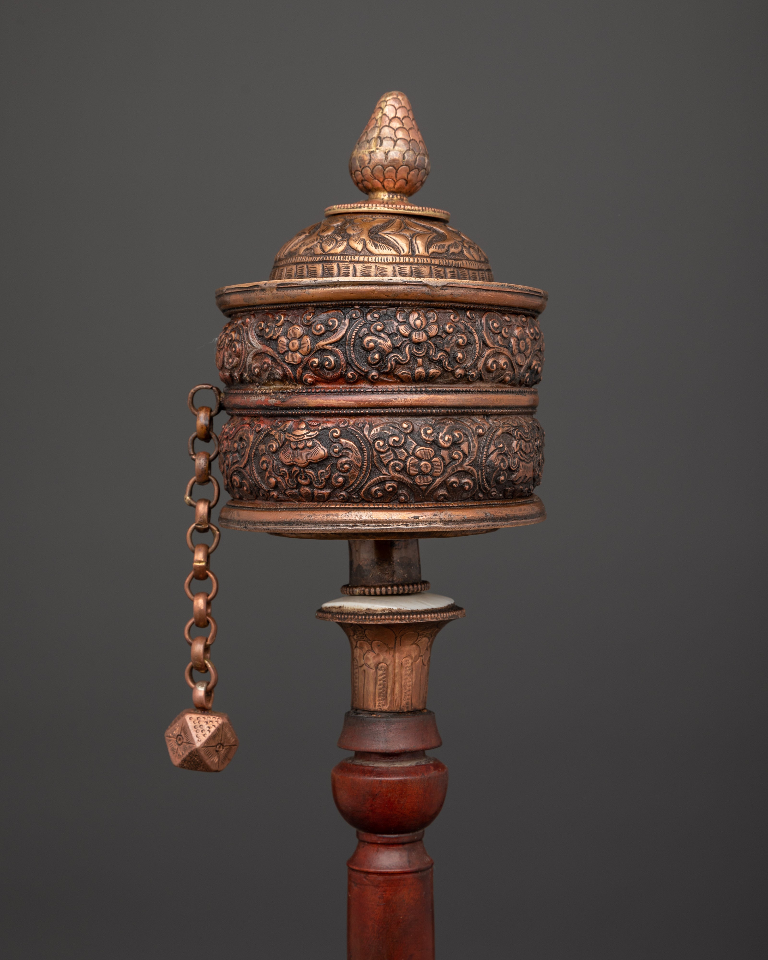 Wooden Handle Tibetan  Prayer Wheel | Sacred Buddhist Mantra Spinner