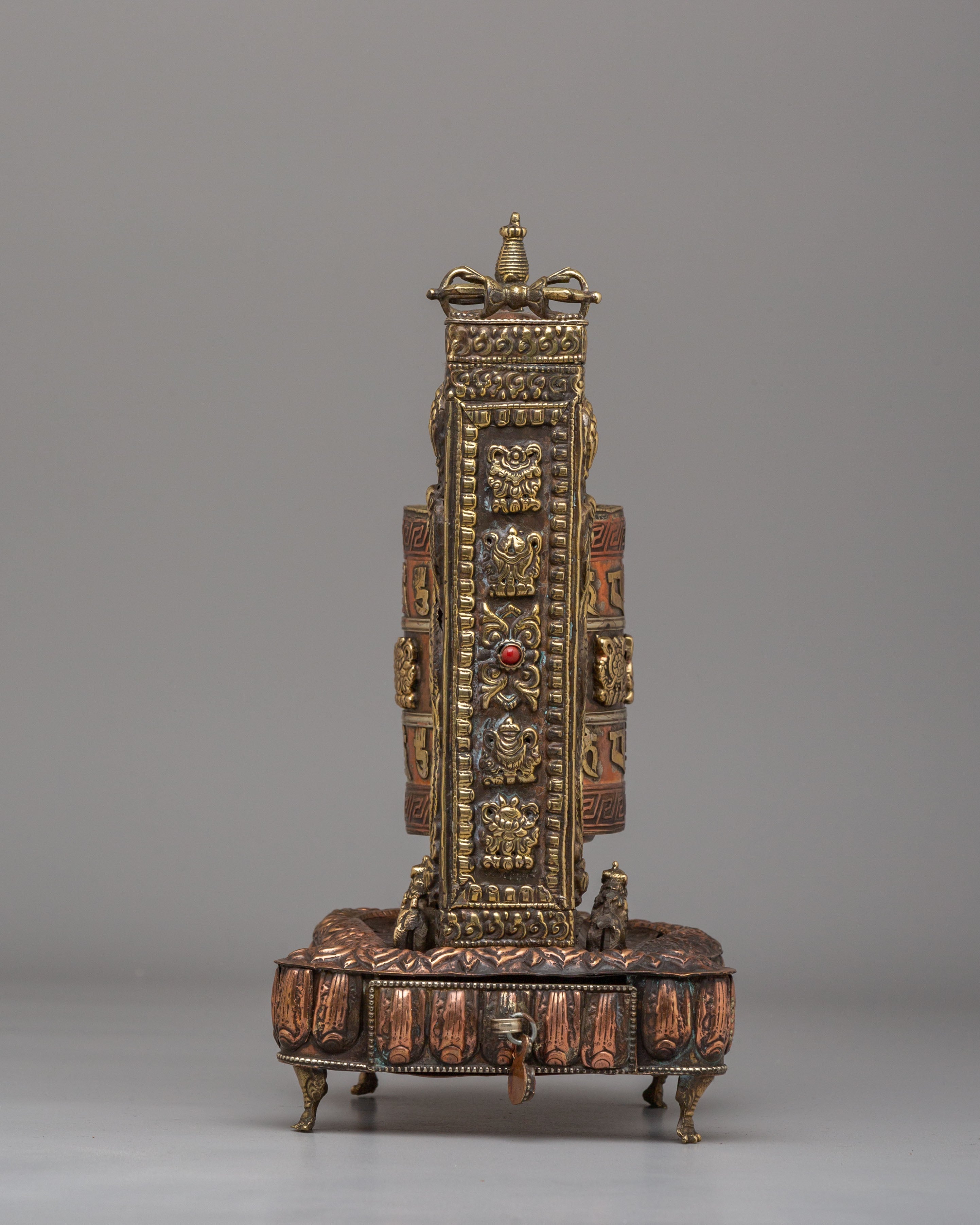 Spiritual Prayer Wheel with Incense Burner | Sacred Tibetan Ritual Object