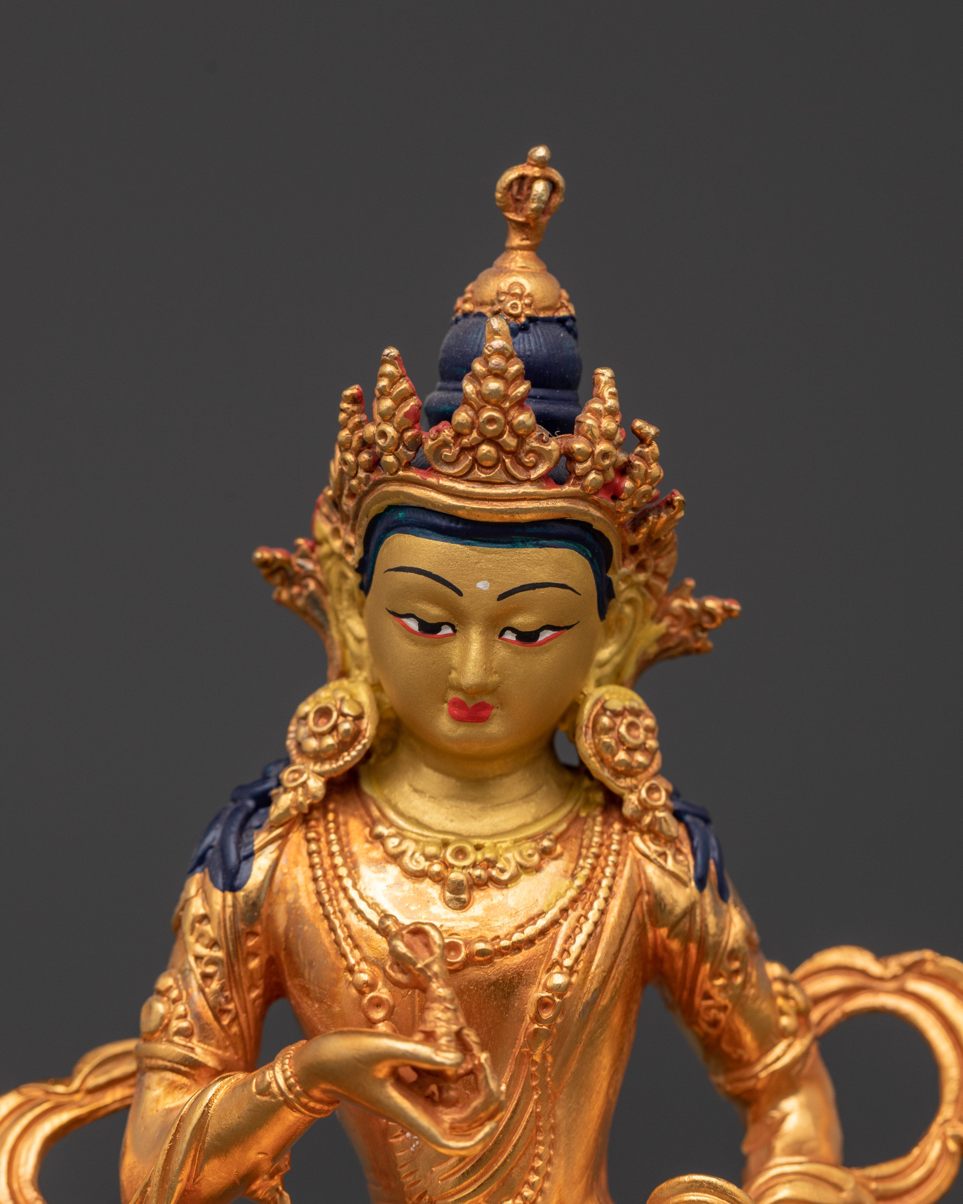 Vajrasattva Copper Sculpture | Gold-Plated Buddhist Deity Holding Vajra & Bell