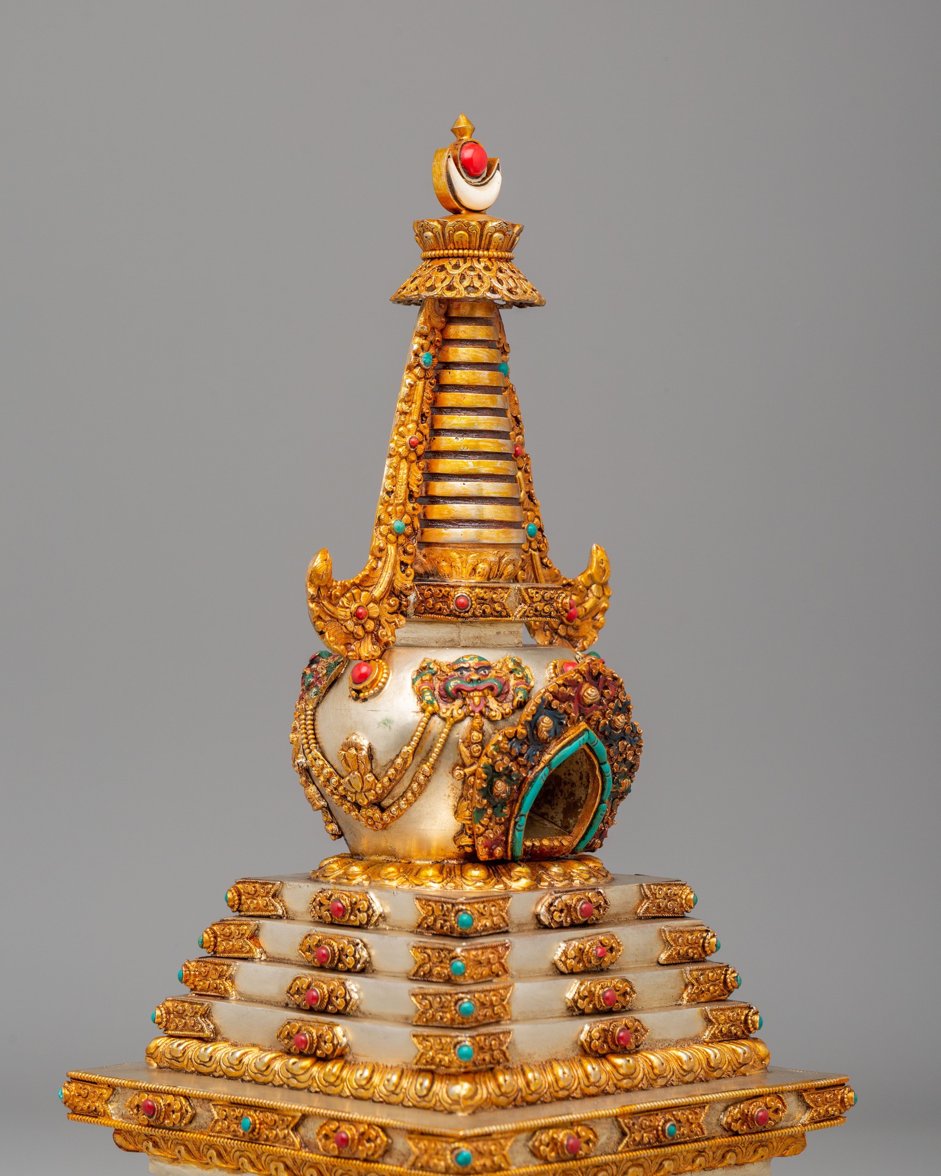 Traditional Enlightenment Chorten | Handcrafted Tibetan Stupa for Altar Decor