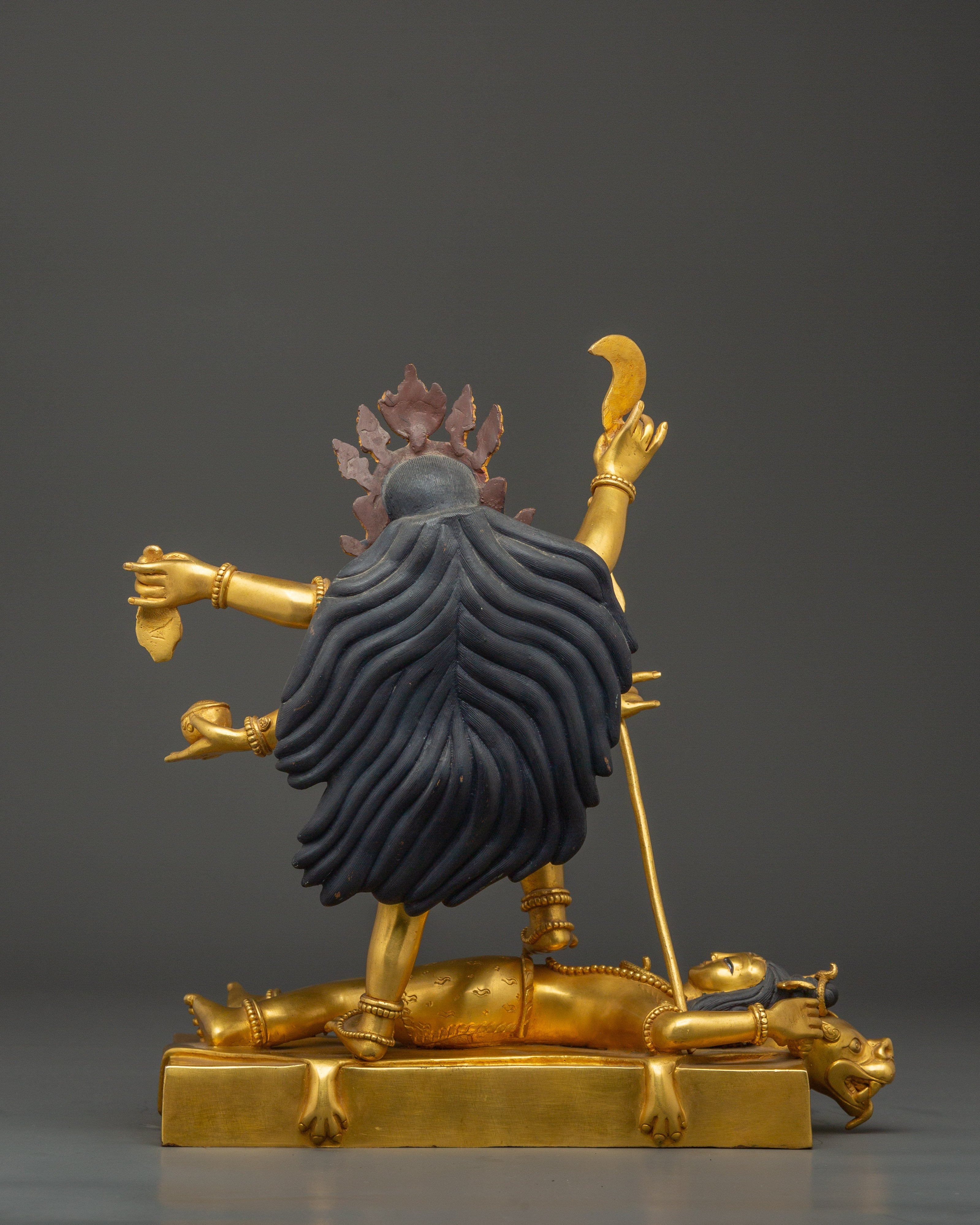 Copper Mahakali Statue | Copper Body with Gold Plating