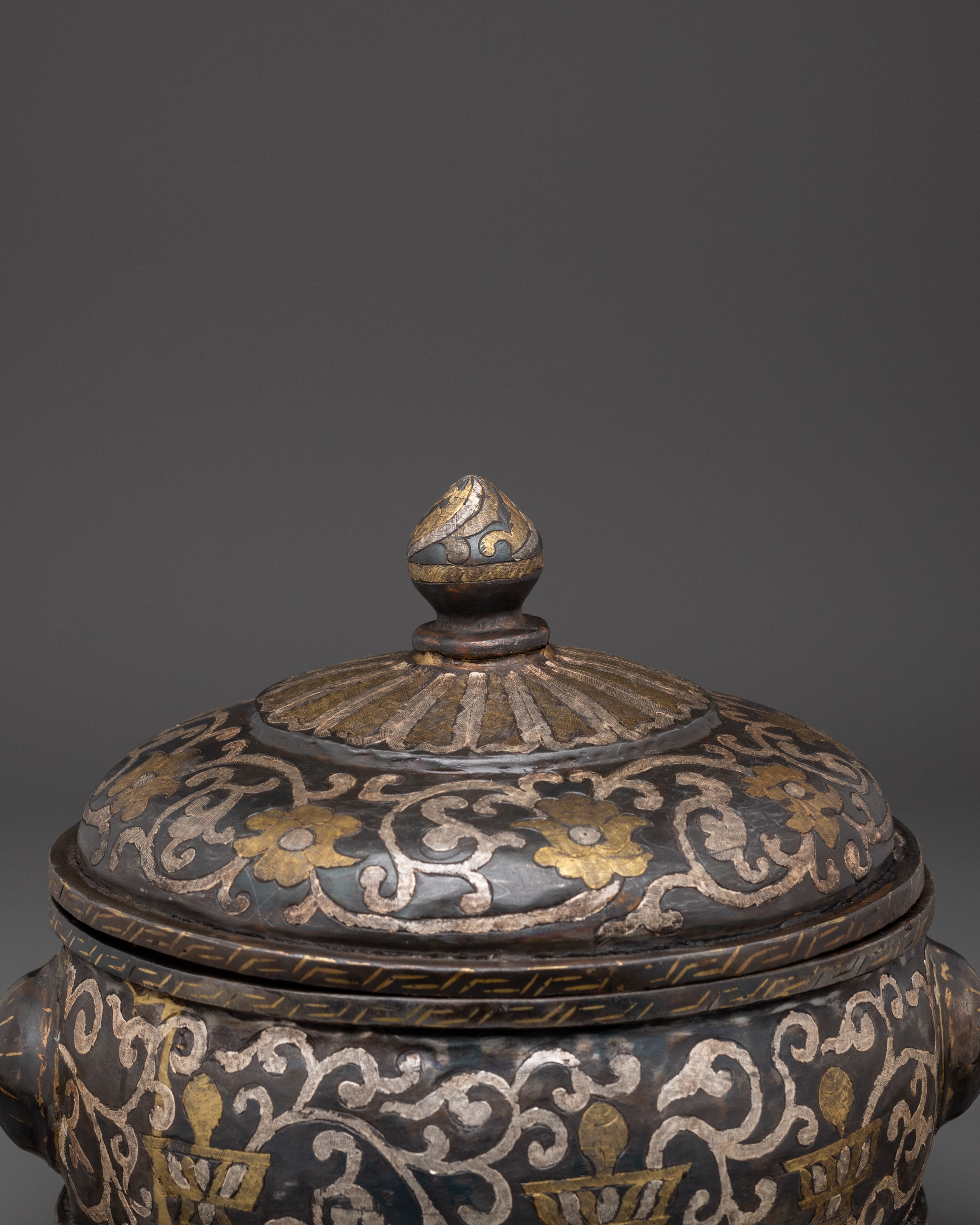 Rice Carry Pot with Silver Inlaid | Traditional Decorative Piece