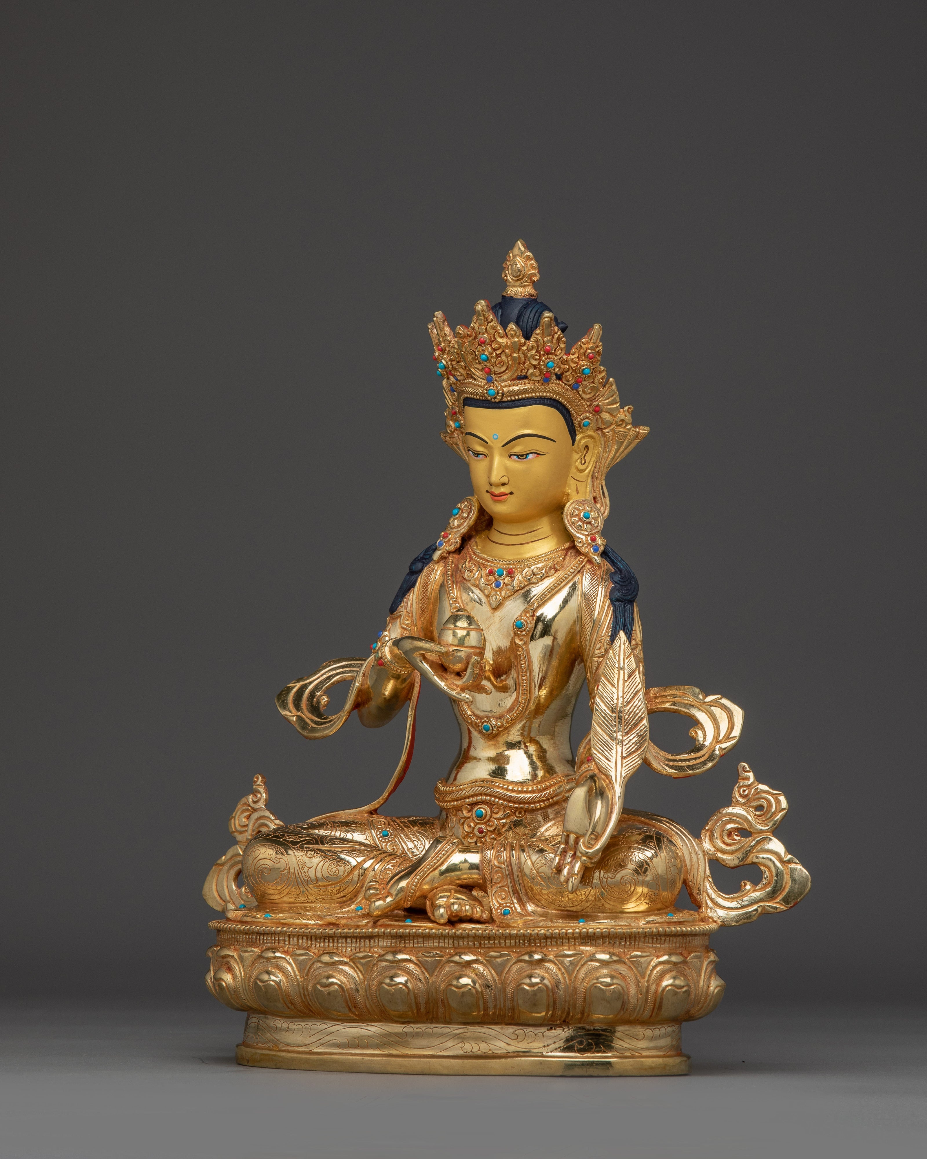 Gold Gilded Kshitigarbha Bodhisattva Statue | Buddhist Art for Shrine or Altar Decor