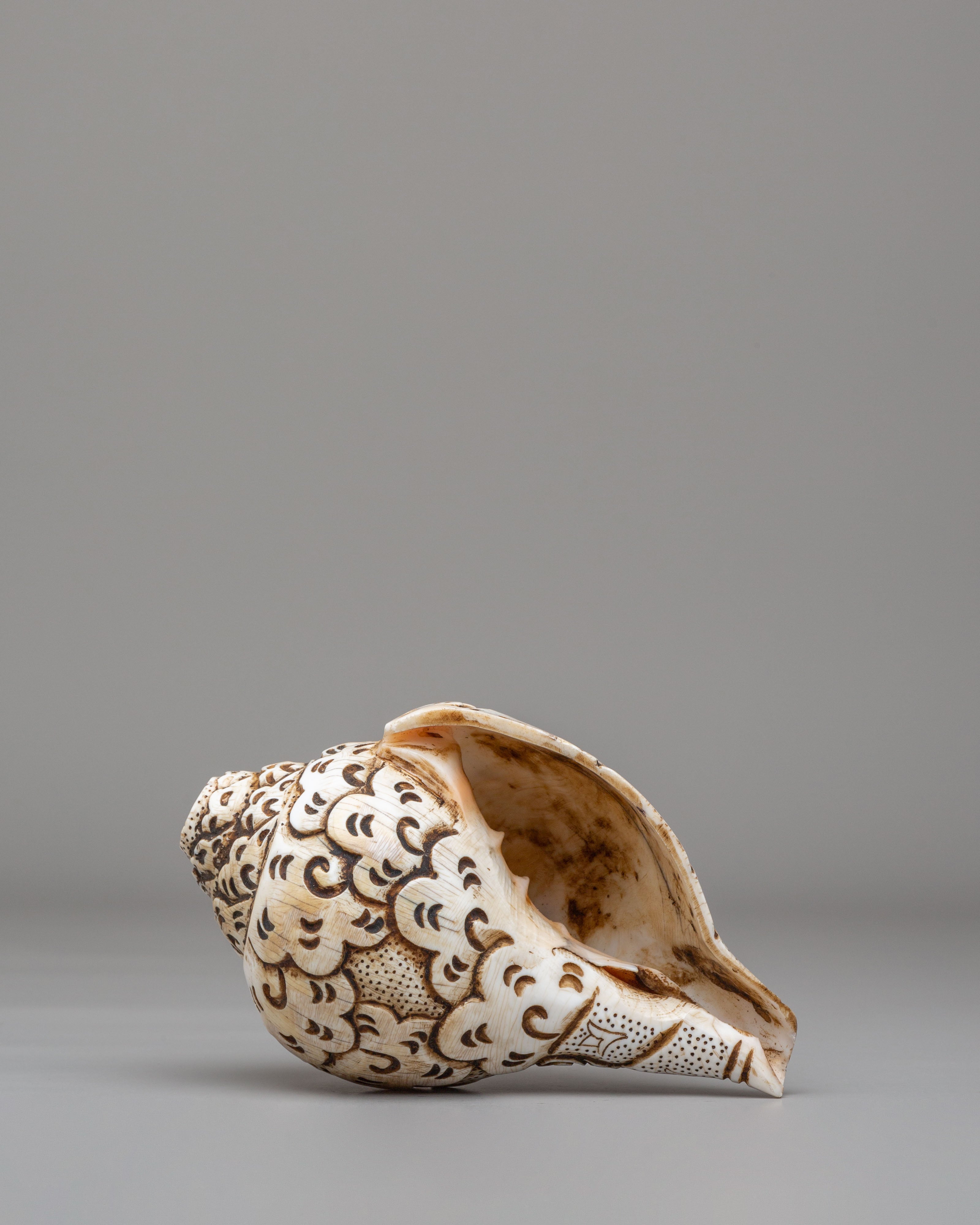 White Dzambhala Ritual Conch | Handcrafted Buddhist Sacred Art