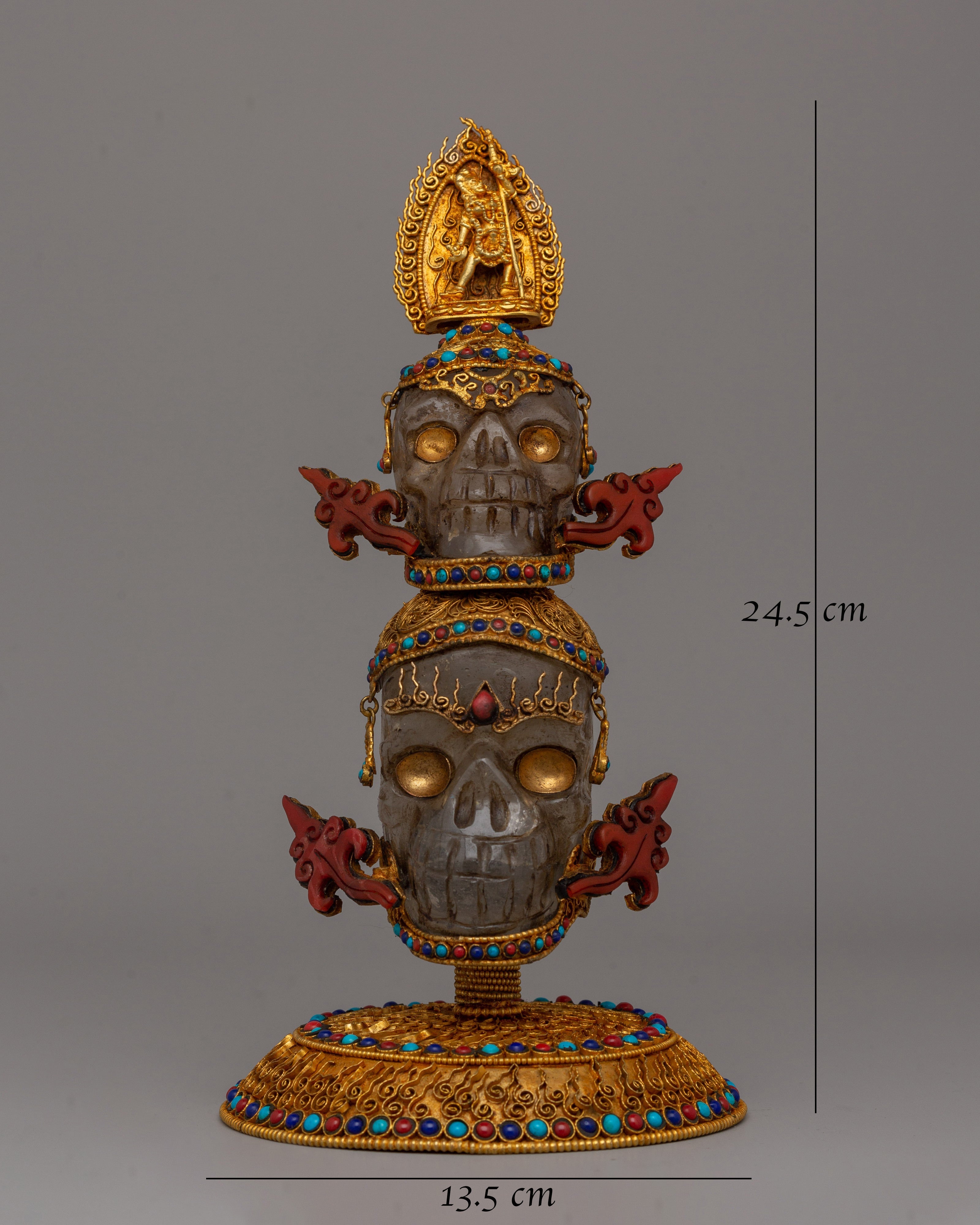 Handcrafted Buddhist Skull Head Statue | Perfect for Spiritual Home Decor