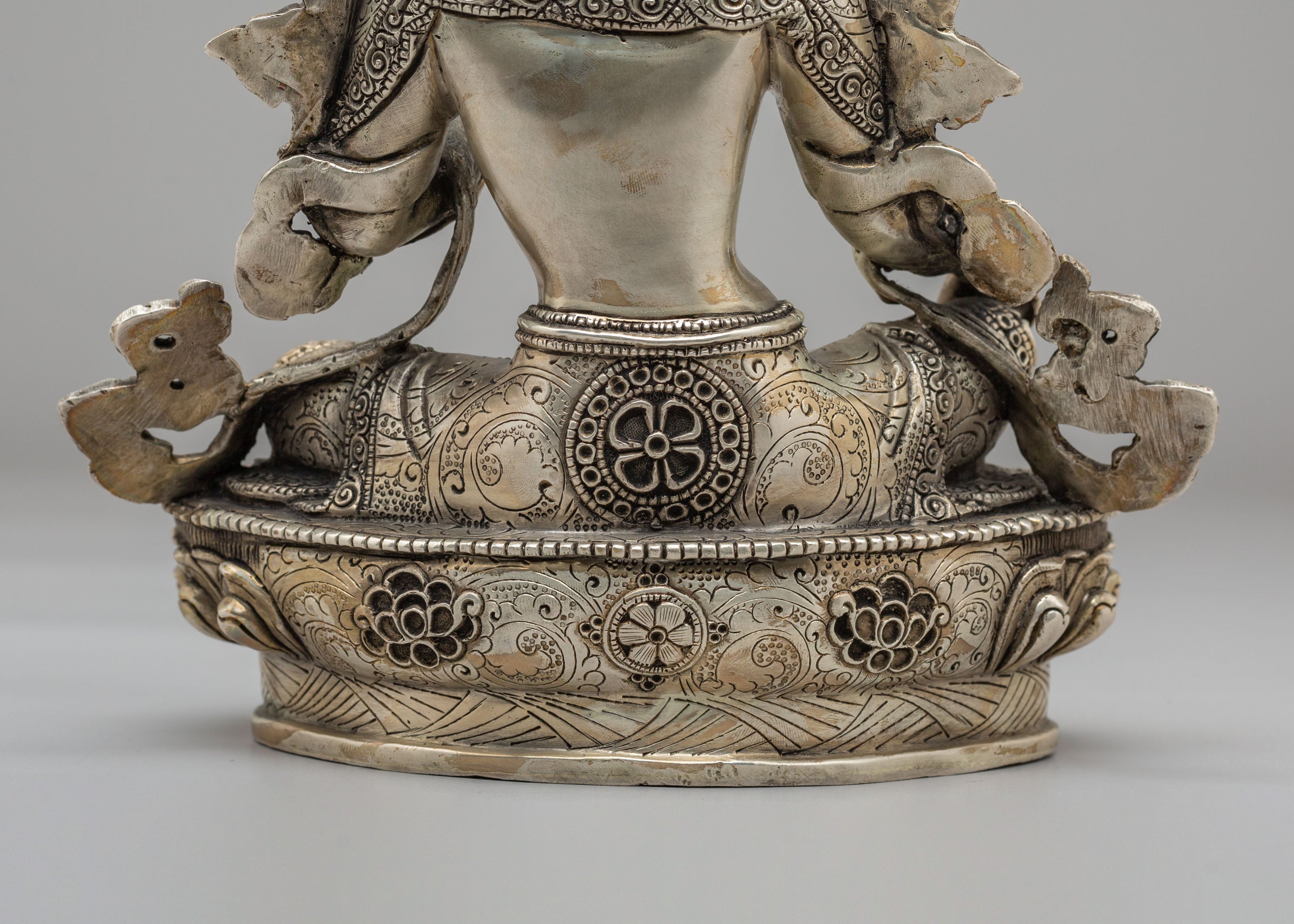 Green Tara Mother of Liberation Statue | Silver Plated Copper Buddhist Sculpture