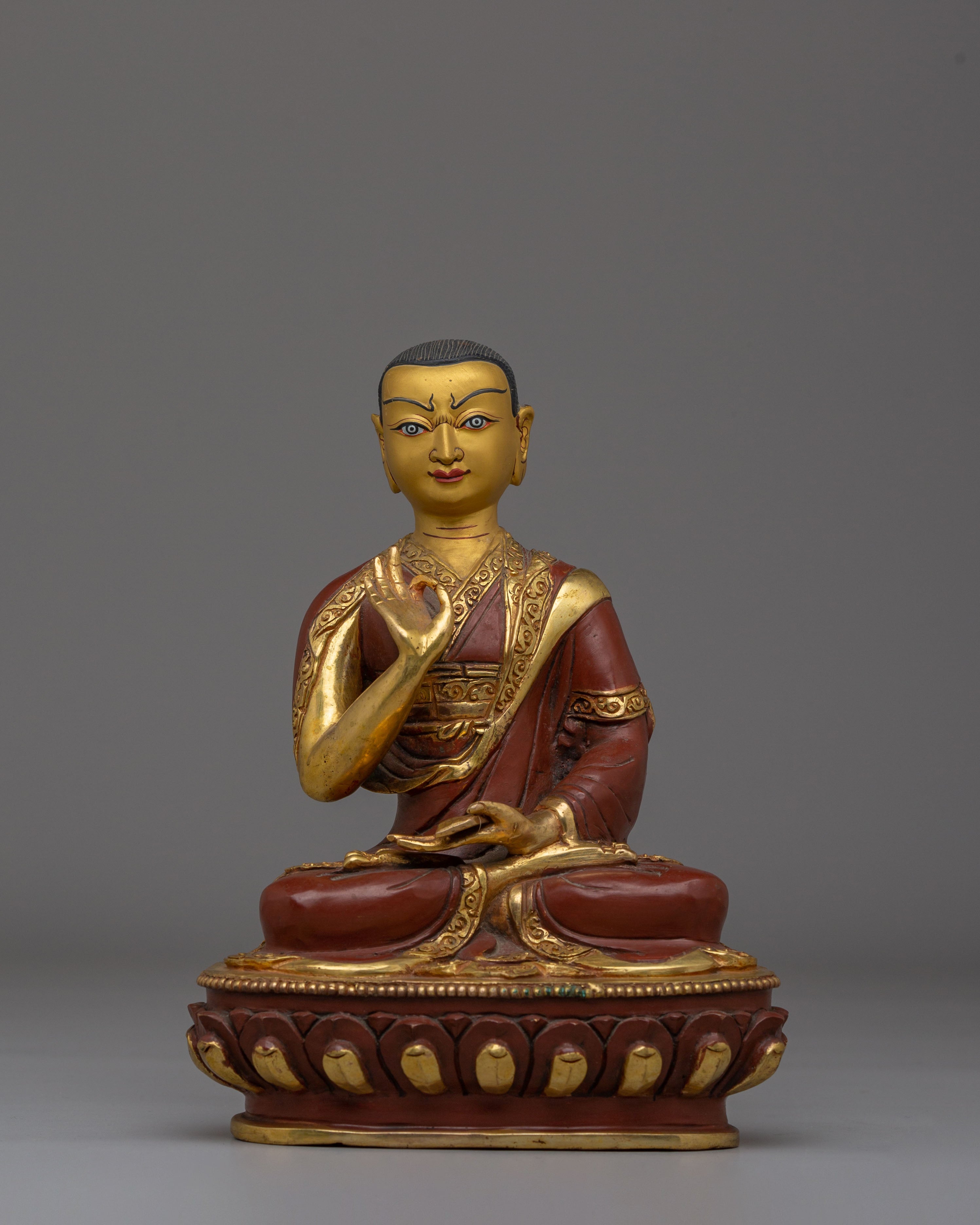 Handcrafted Sacred Tsongkhapa Set Statue | Tibetan Spiritual Artwork