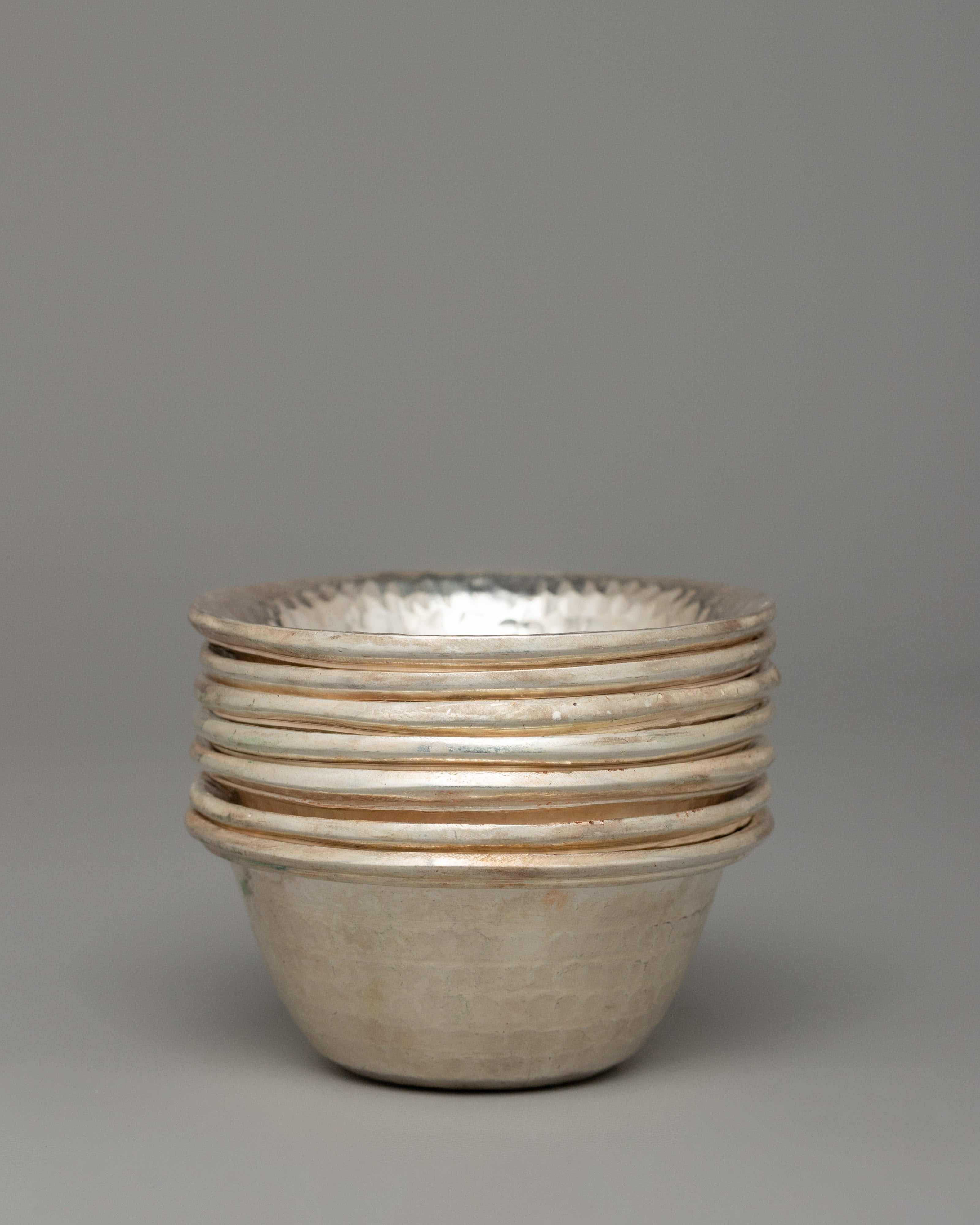 Offering Bowl Set for Altar | Silver Plated Copper Ritual Bowls
