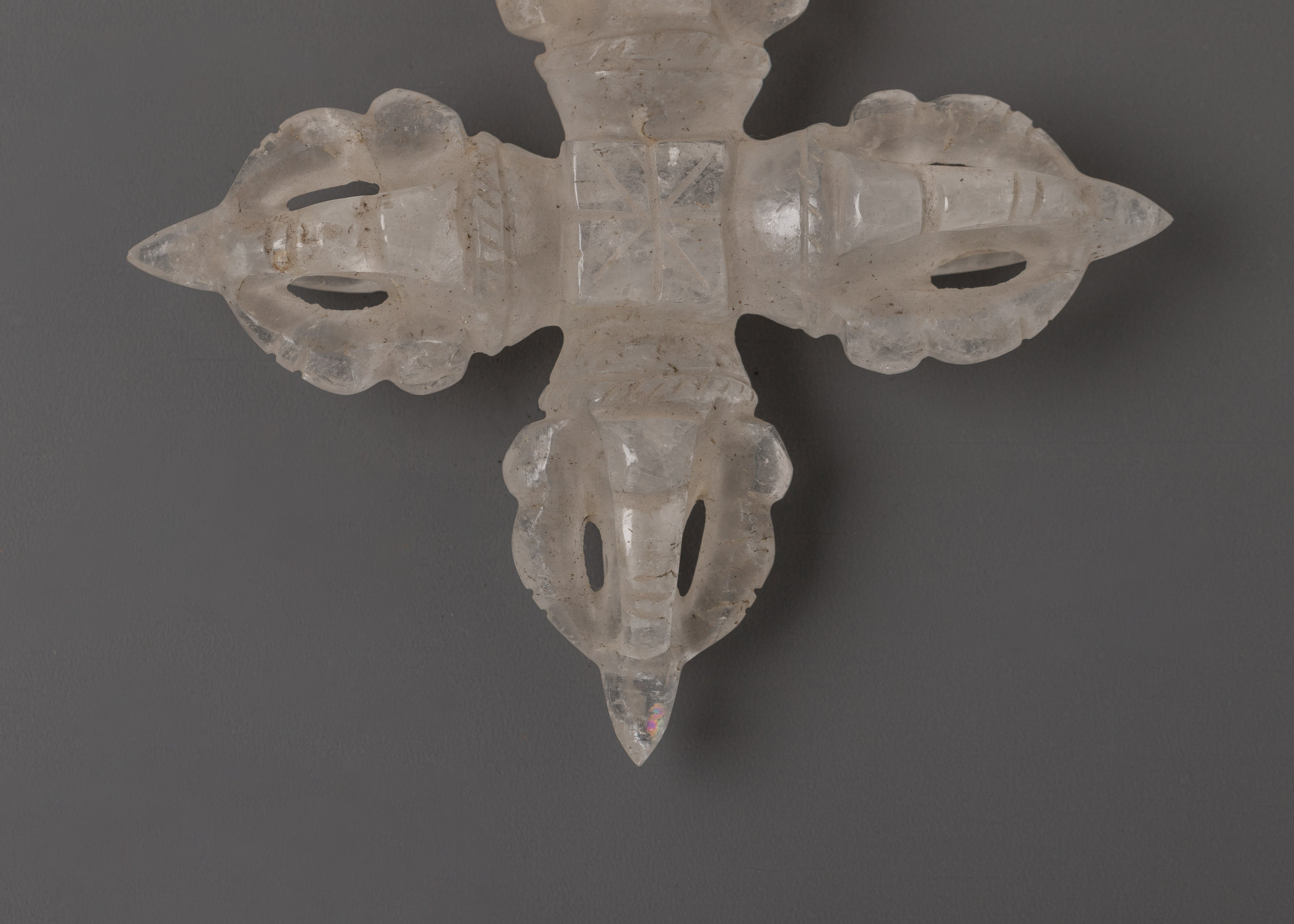 Tibetan Crystal Bishwo Vajra | Hand-Carved Spiritual Vajra for Meditation