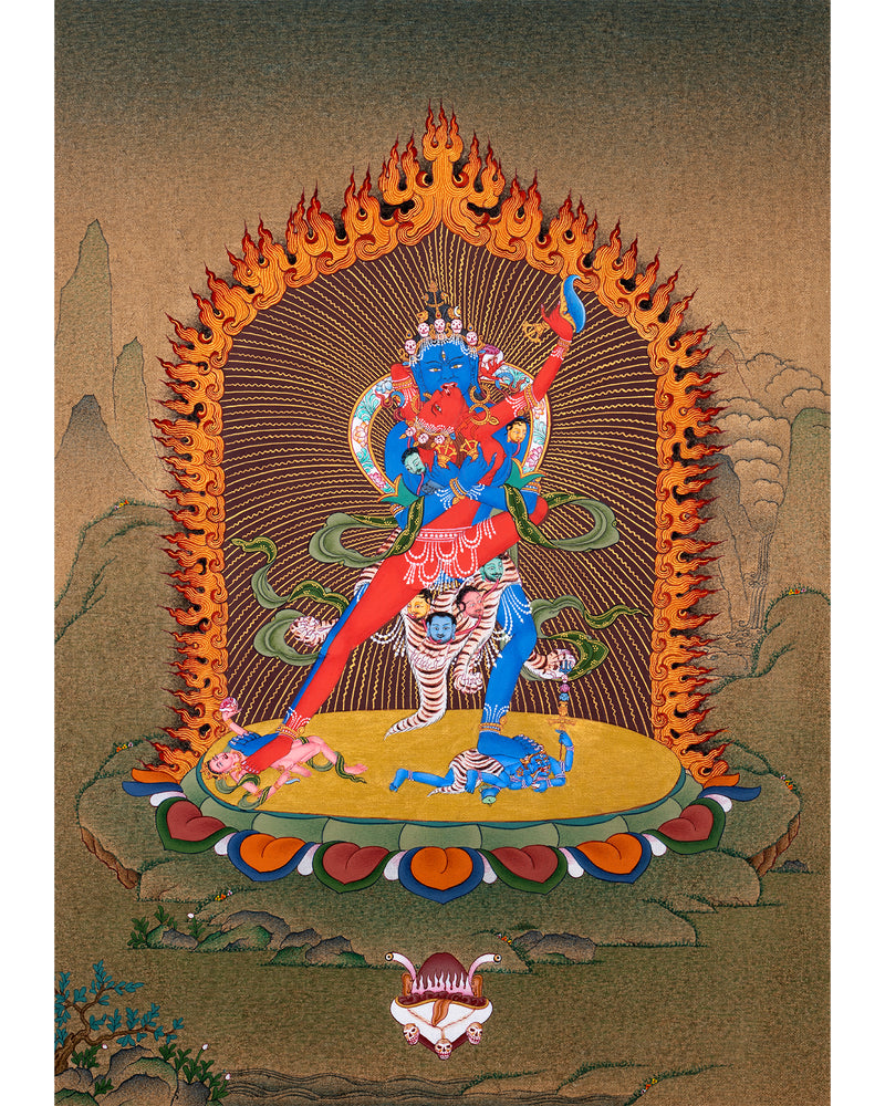 2 armed Chakrasamvara-Vajravarahi, Yab Yum, Tibetan Thangka