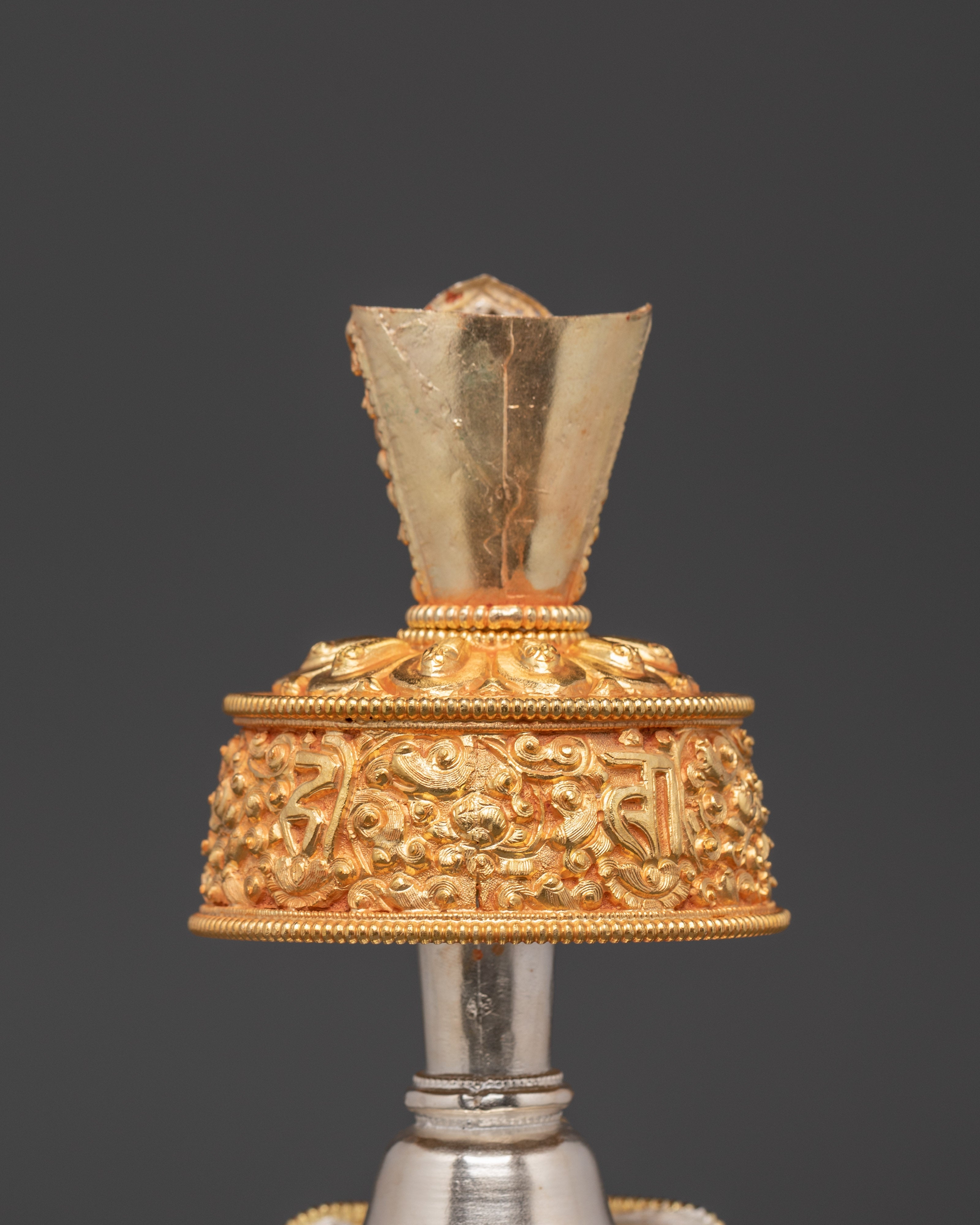 Tibetan Ritual Bhumba | Sacred Copper Vessel with Gold and Silver Plating