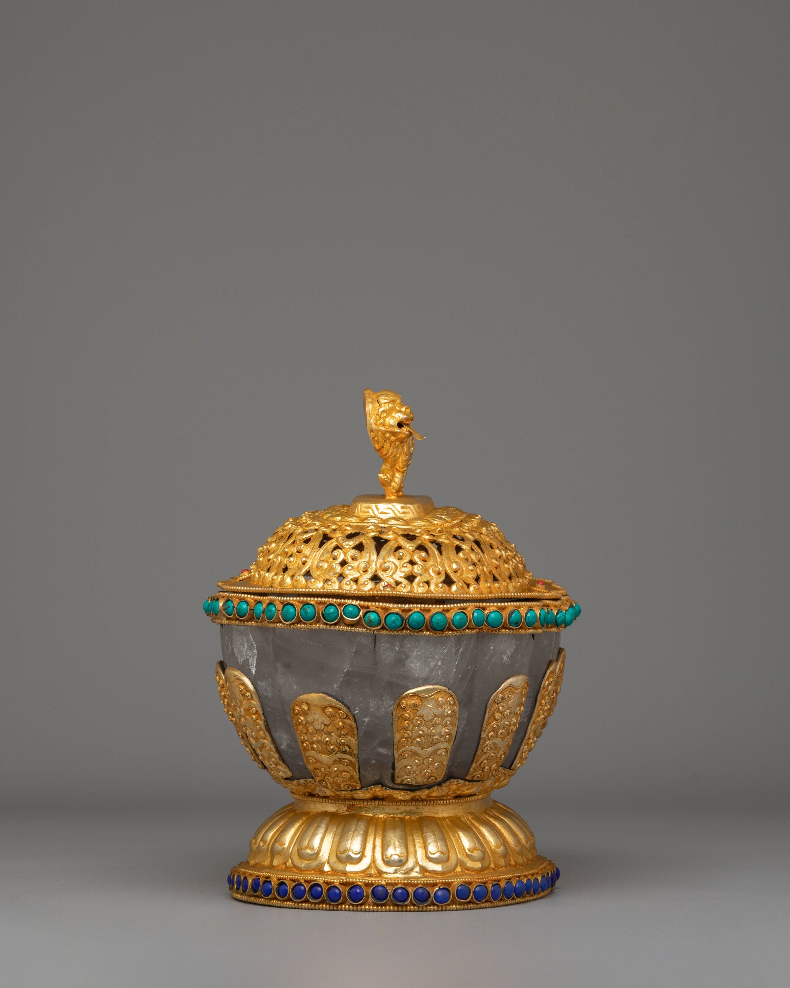 Electro Gold Plated Rice Pot for Offering | Tibetan Buddhist Ritual Tool