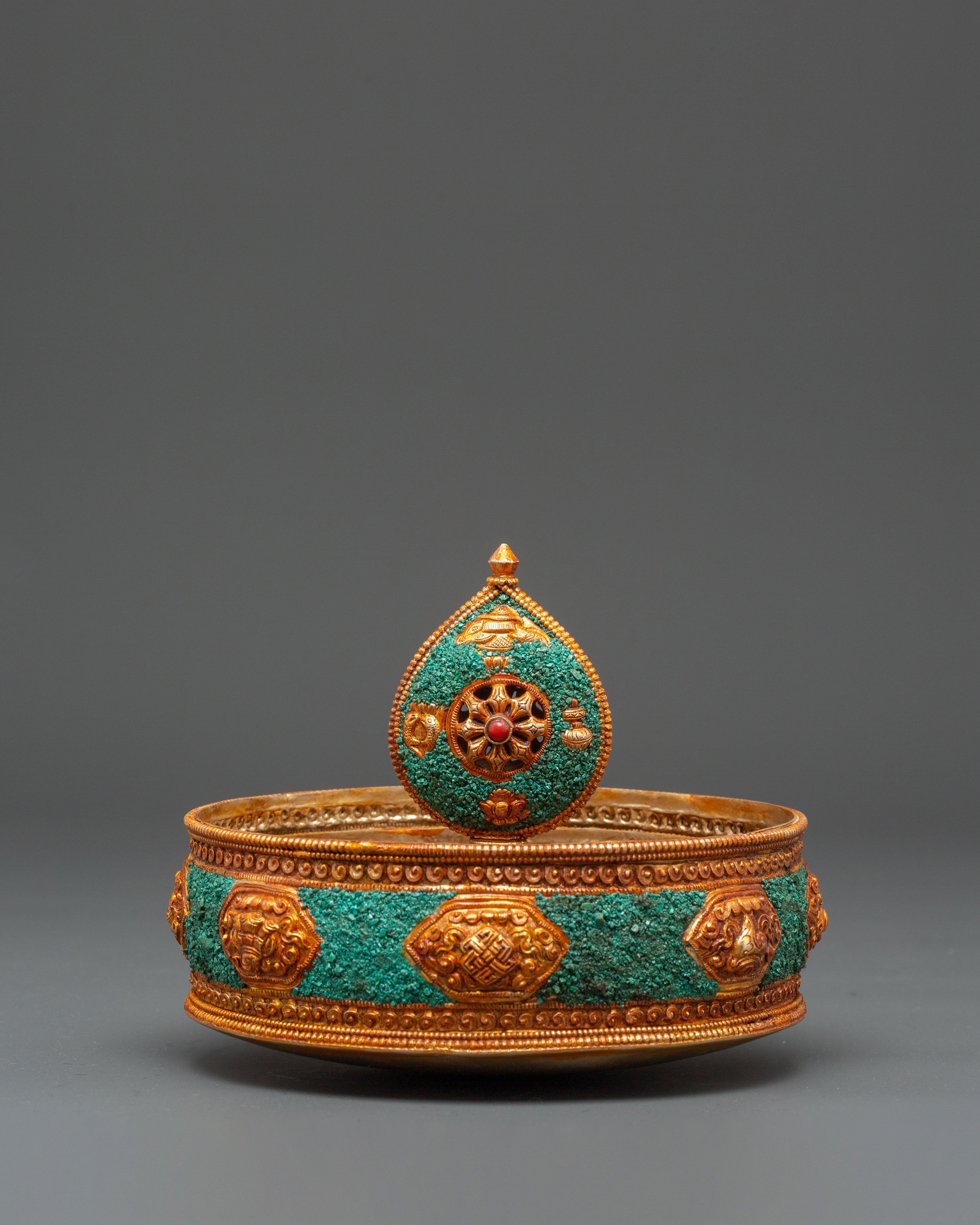 Sacred Traditional Gold Plated Mandala | Tibetan Buddhist Sacred Art Sculpture