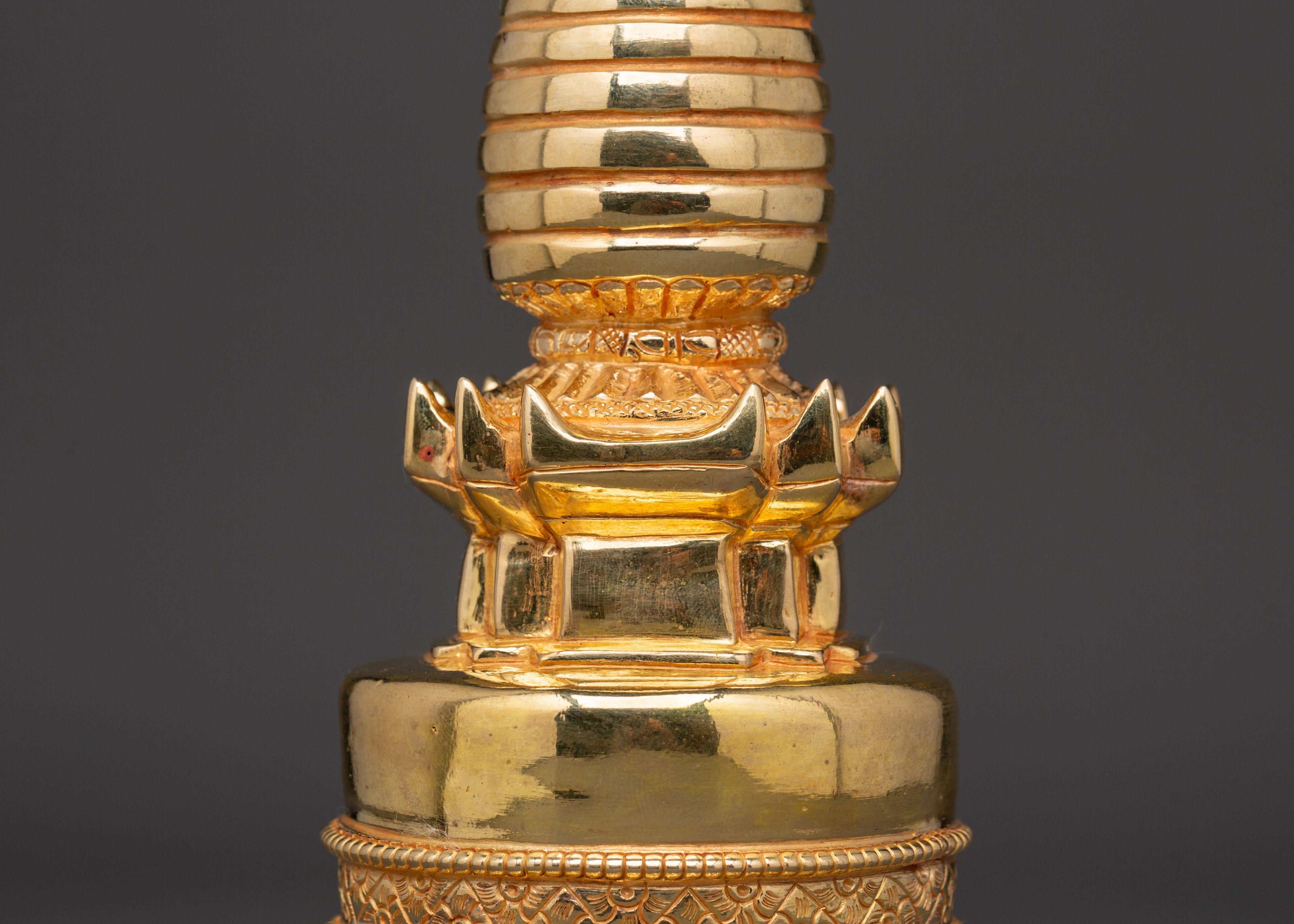 Gold Plated Stupa for Spiritual Space | Altar and Meditation