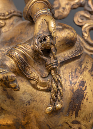 Antique Gold Marichi Statue | Gold-Plated Copper Deity