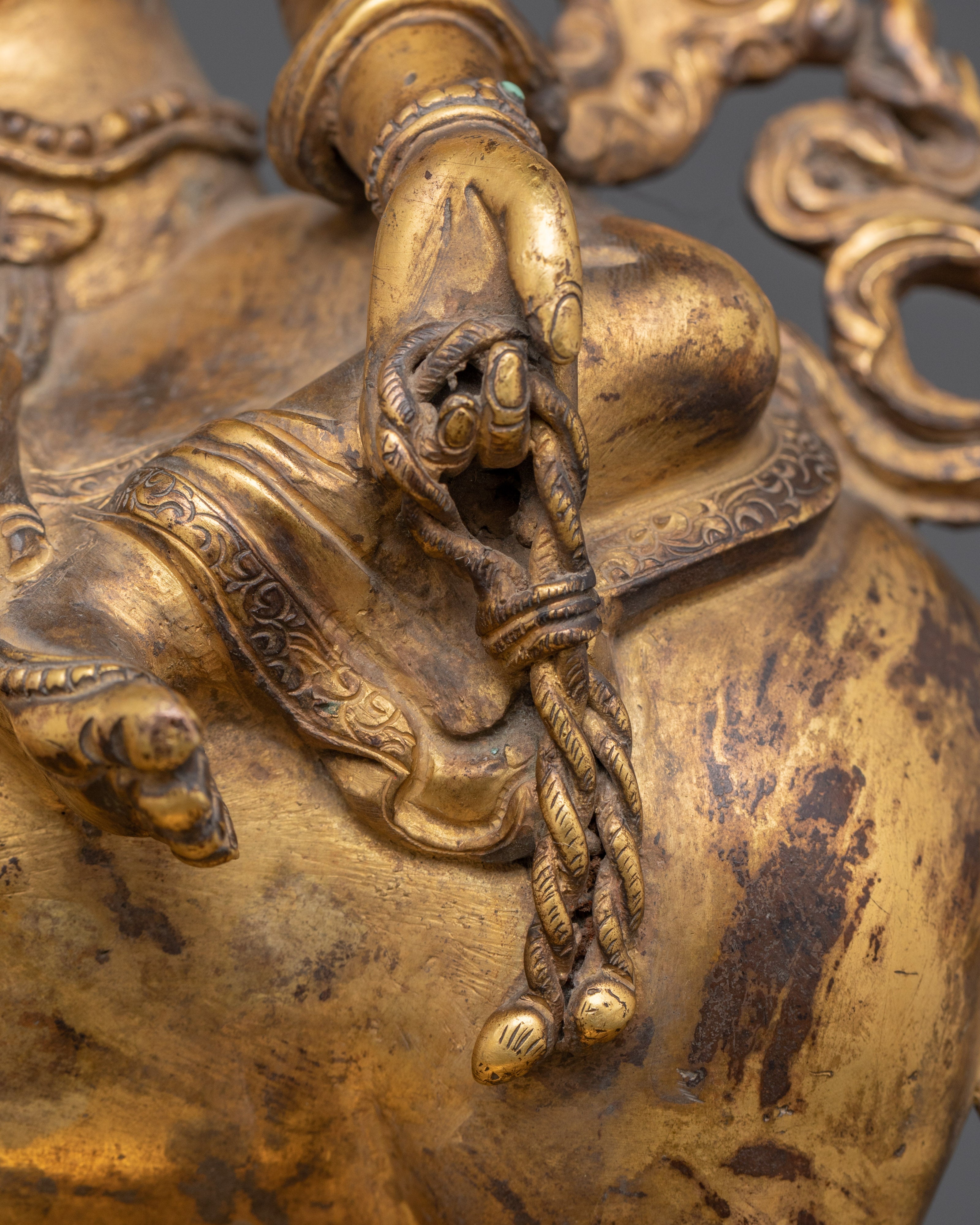 Antique Gold Marichi Statue | Gold-Plated Copper Deity