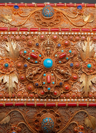 Tibetan Treasure Box with Coral | Sacred Stones & Buddhist Symbolism