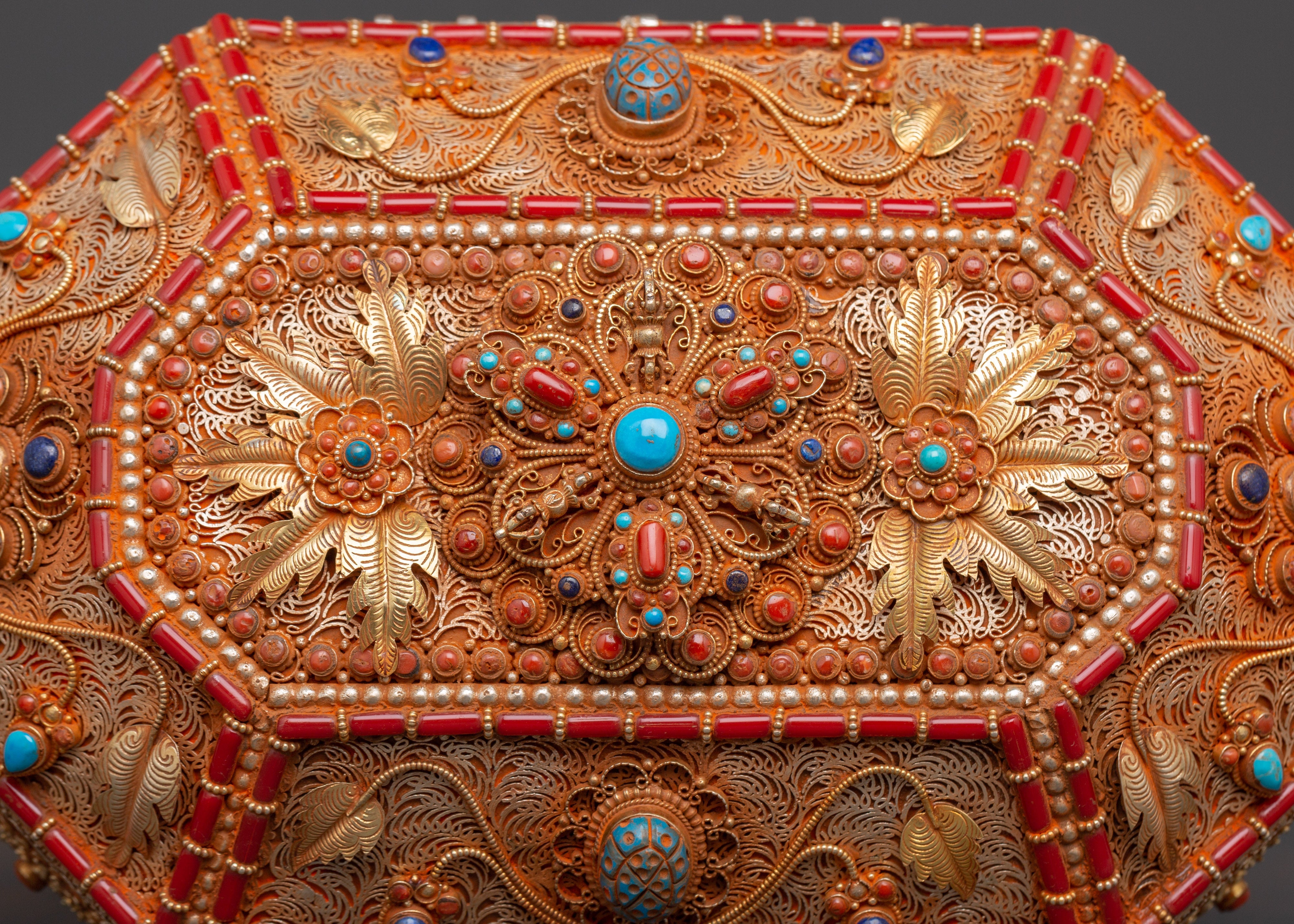 Tibetan Treasure Box with Coral | Sacred Stones & Buddhist Symbolism