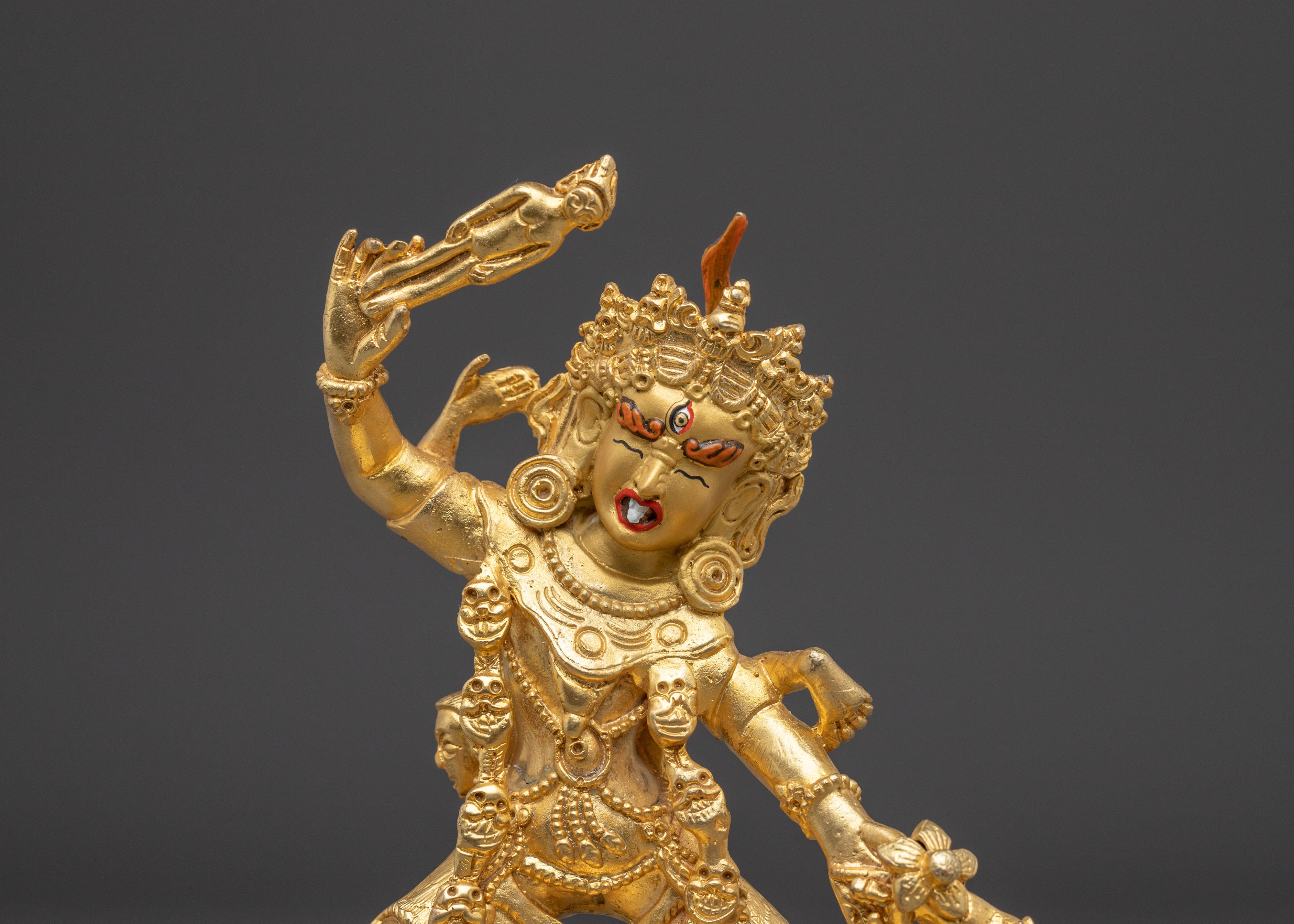 Gold Plated Ekajati Statue | Tibetan Buddhist Wrathful Deity for Spiritual Protection