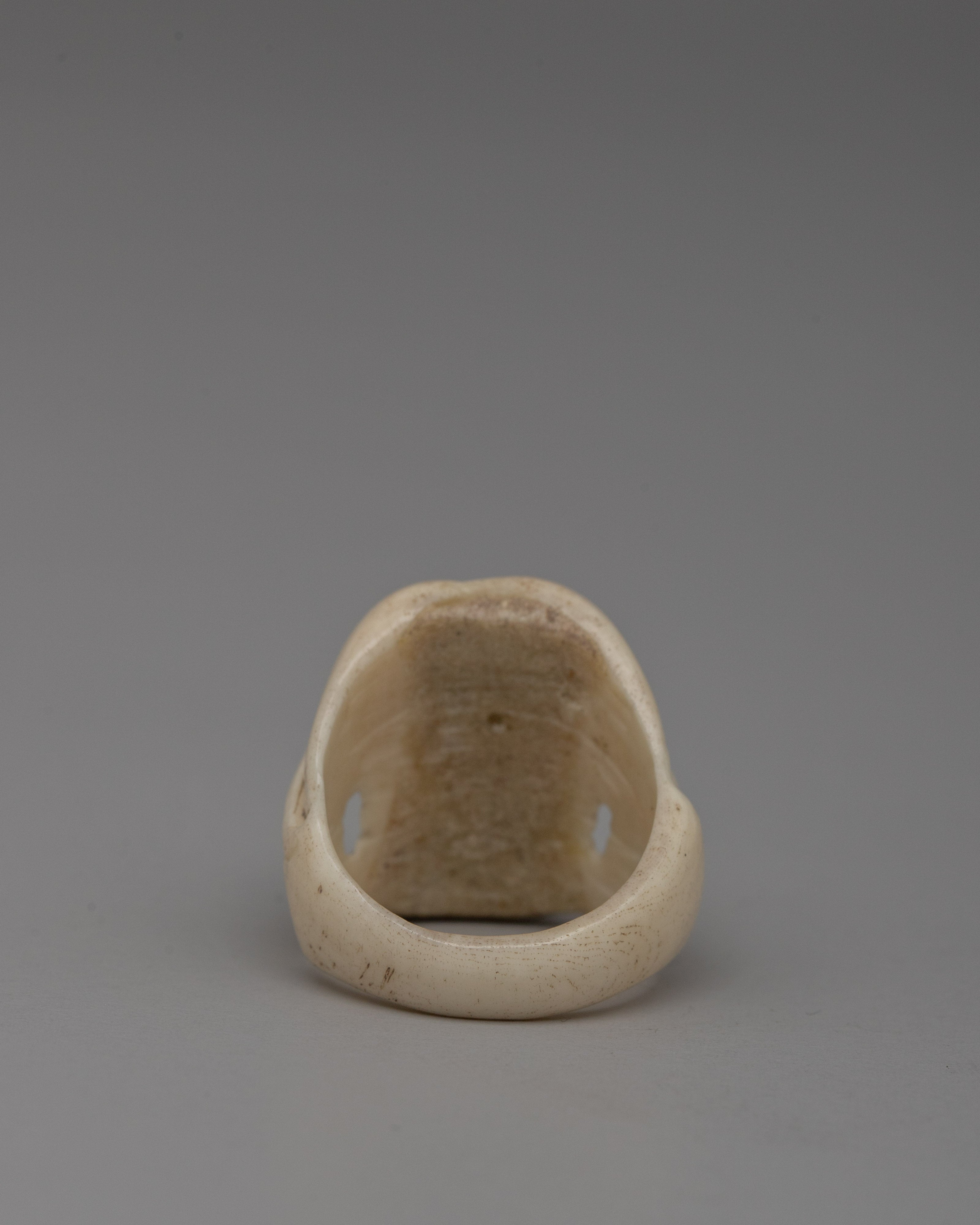 Ethically Sourced Buffalo Bone Ring with Unique Skull Design | Tribal-Inspired Fashion