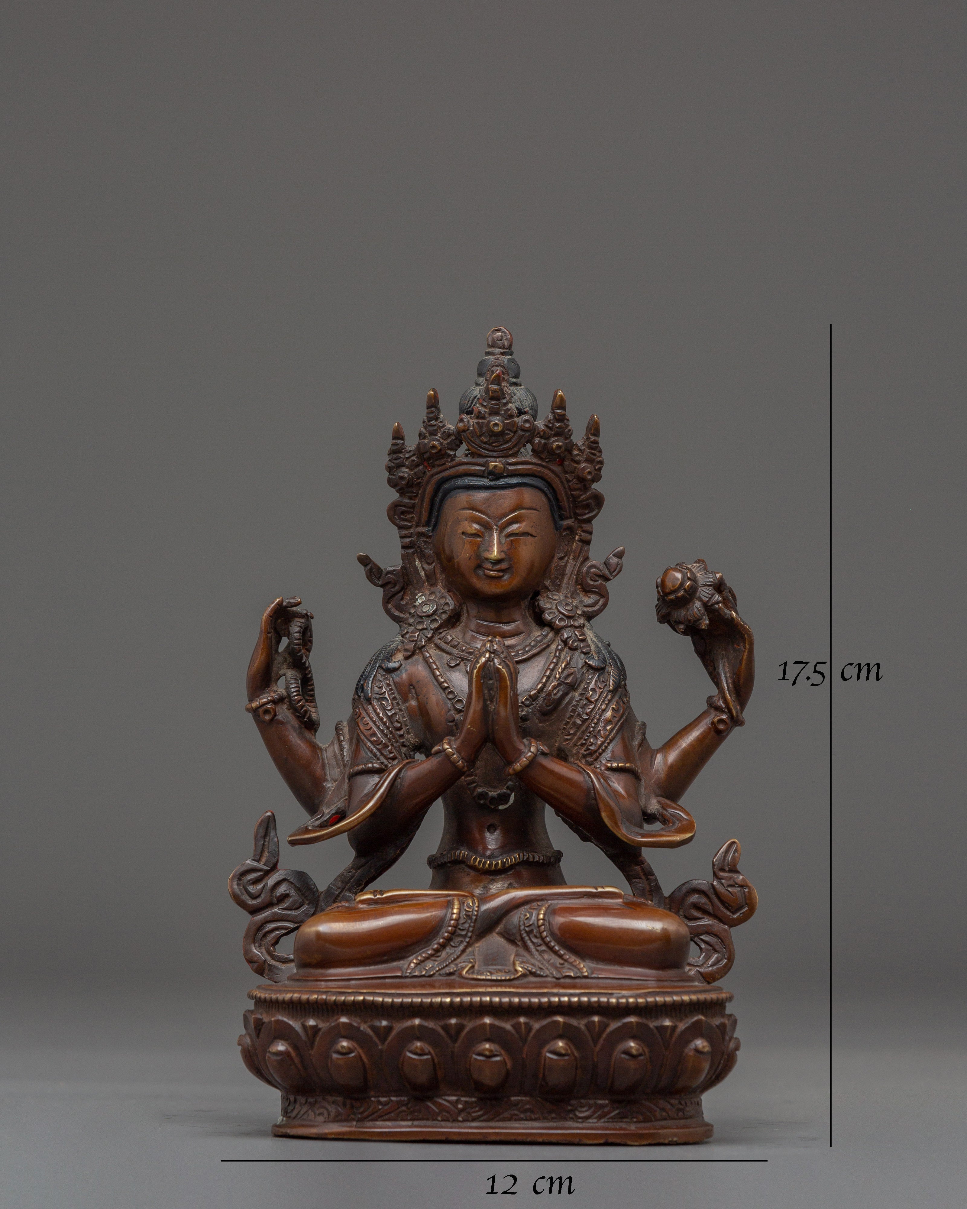Himalayan Four Armed Chenrezig Statue | Avalokiteshvara Buddha of Compassion