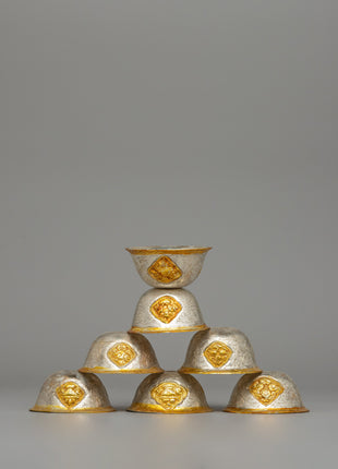 Gold & Silver-Plated Tibetan Offering Bowls | Ritual Bowls for Altar Décor