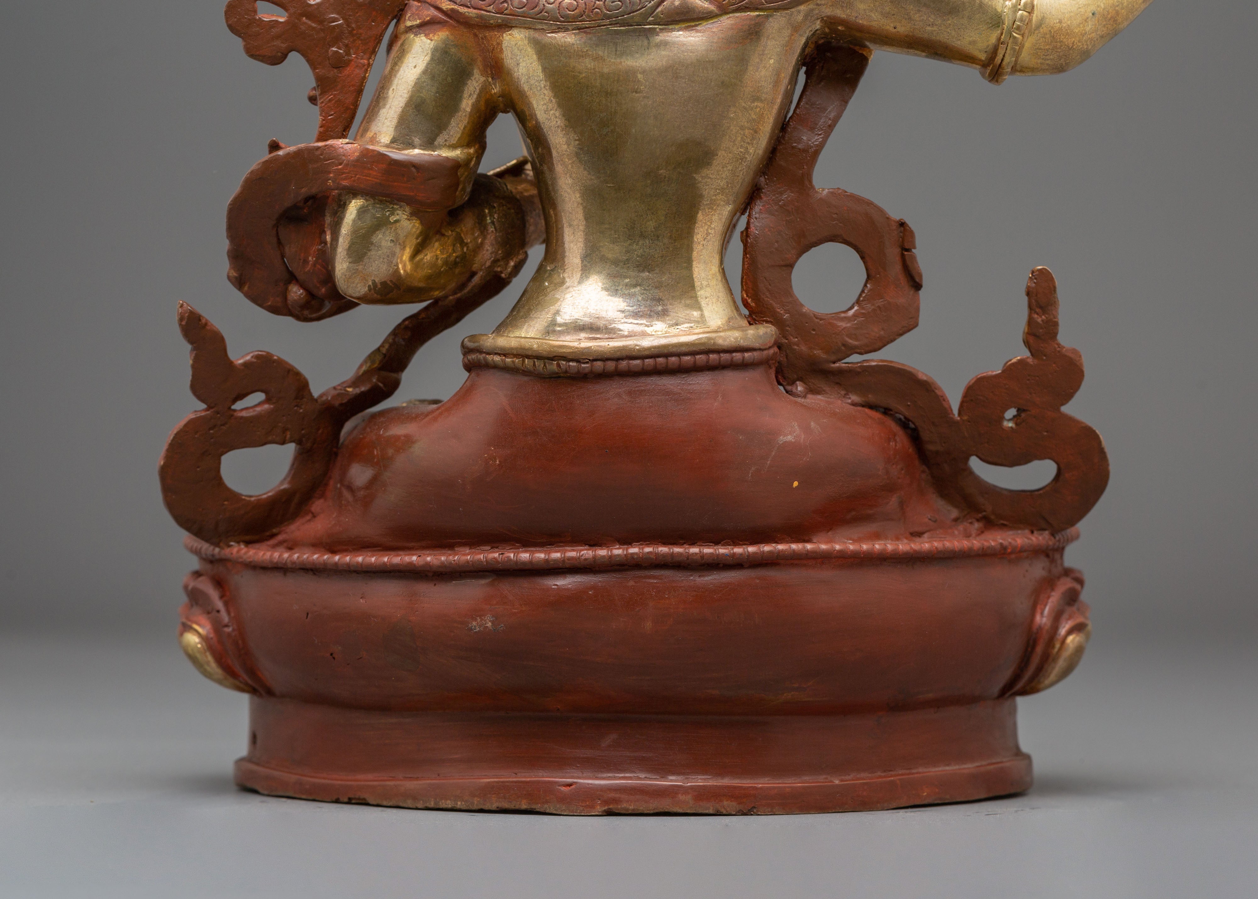 Statue of Supreme Deity of Wisdom Manjushri | Gold Plated Buddhist Bodhisattva Sculpture