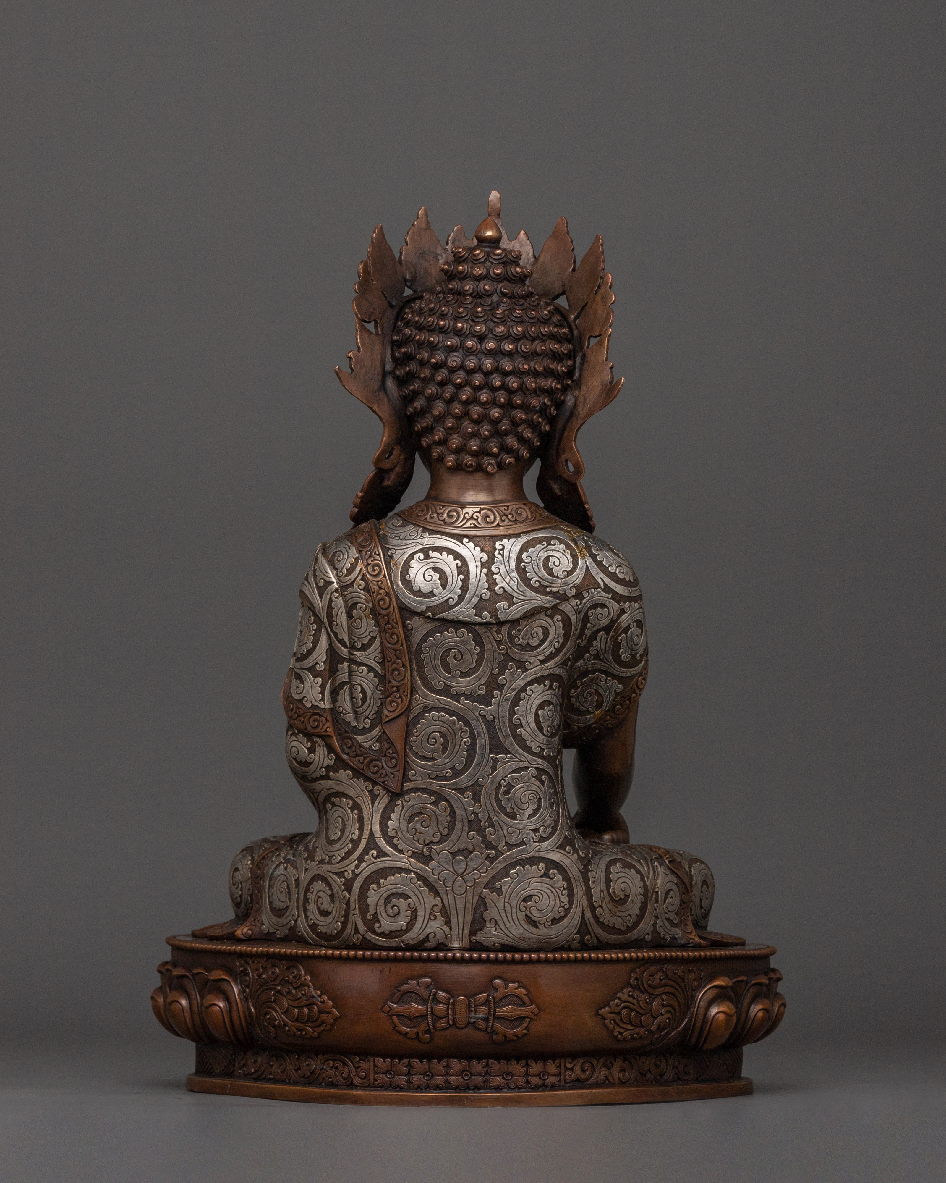Oxidized Copper Crowned Shakyamuni Buddha | Spiritual Decor