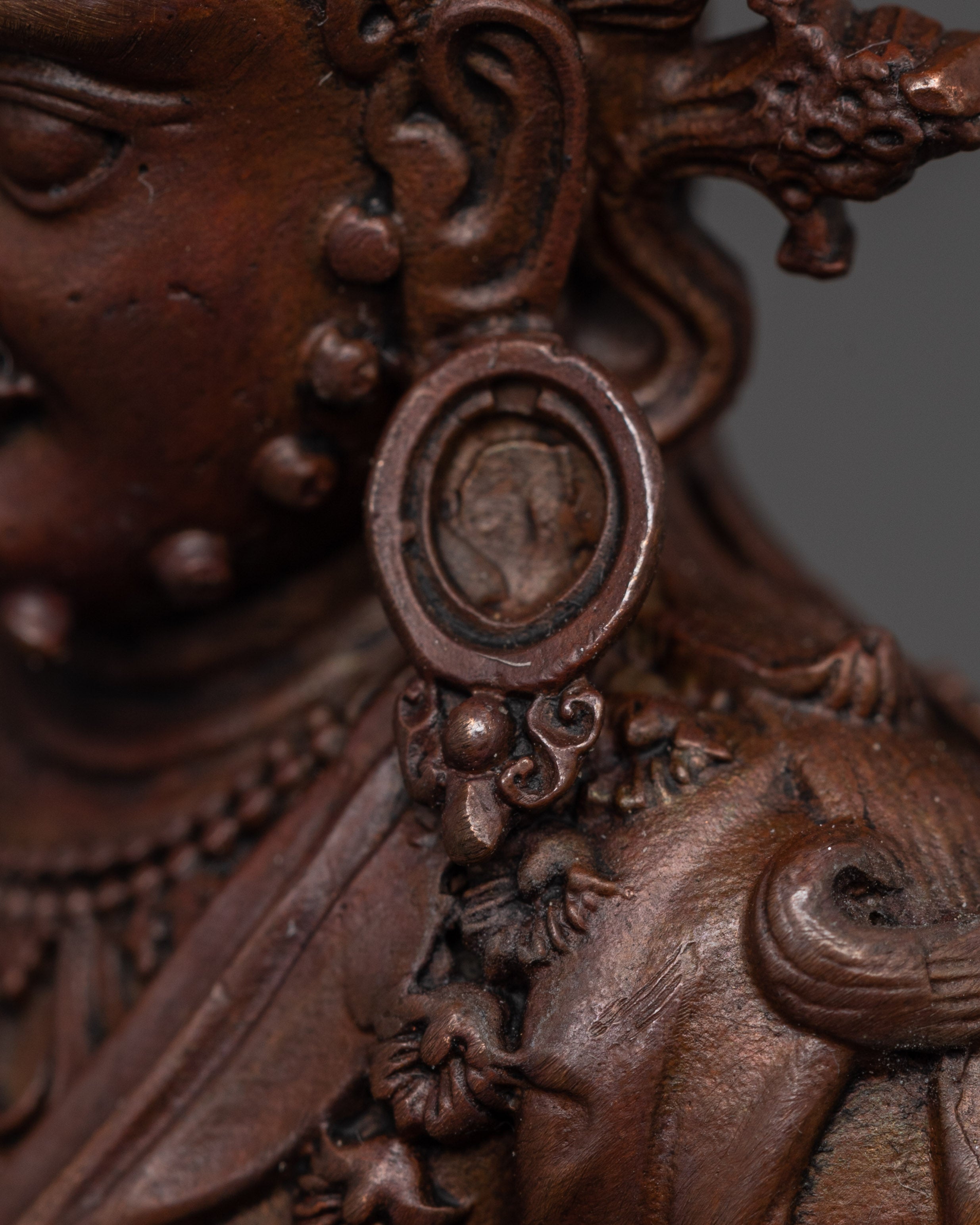 Oxidized Copper Dzambala Holding Conch | Tibetan Wealth Deity